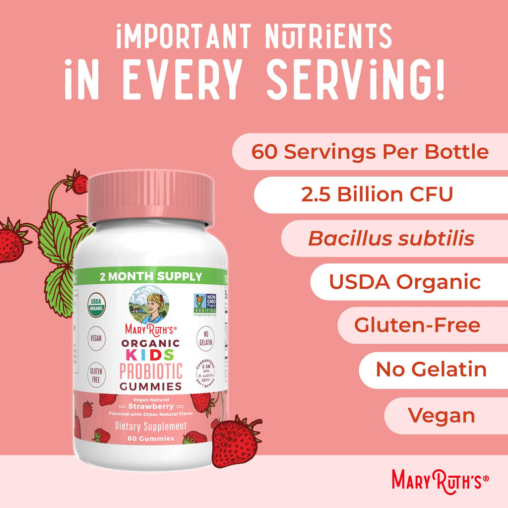 MaryRuth Organics Kids Probiotics Gummies – Digestive Health, 60 Count
