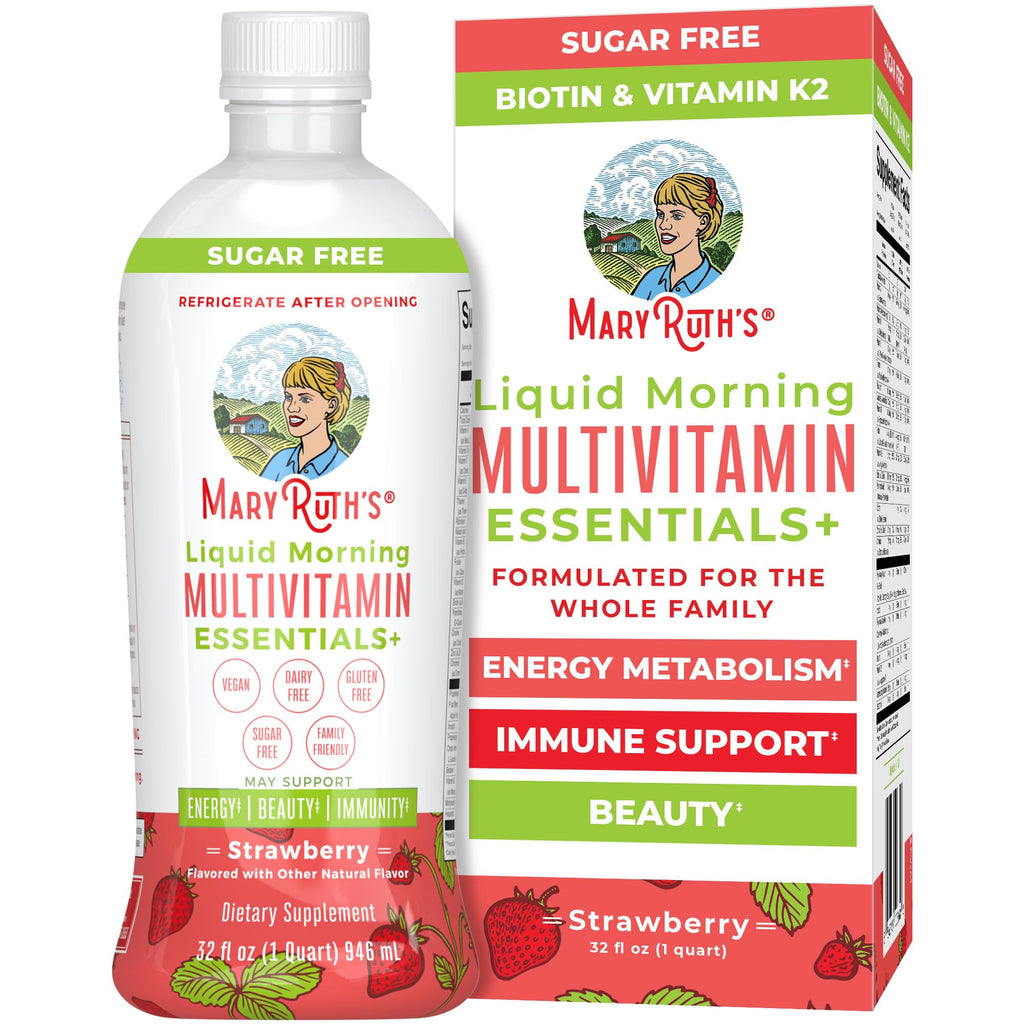 MaryRuth Organics Liquid Morning Multivitamin Essentials+ | Immune Support | Sugar Free | Vegan | 32 Fl Oz