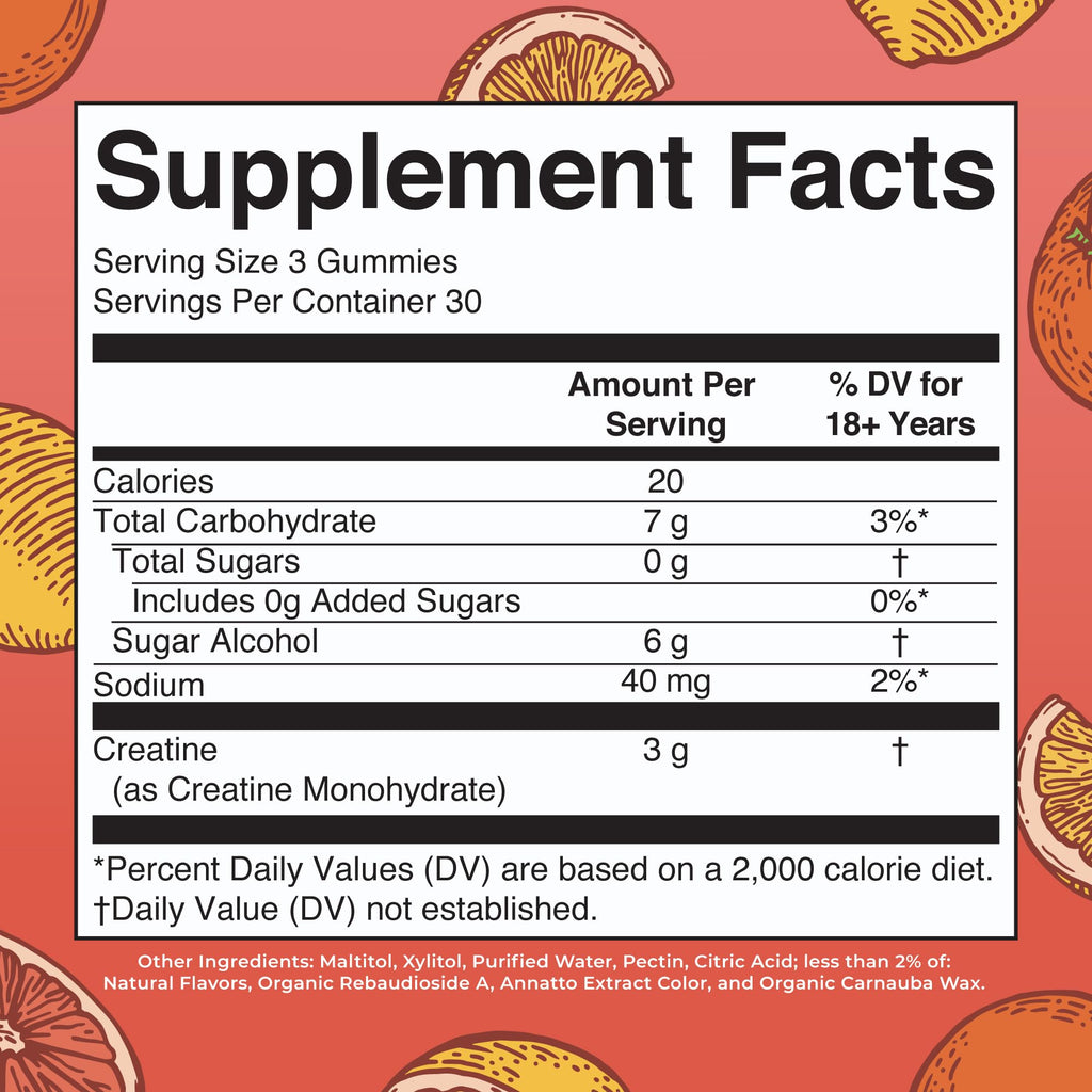 MaryRuth Organic Creatine Gummies – 3g per Serving, Vegan & Sugar Free, Tangerine Citrus