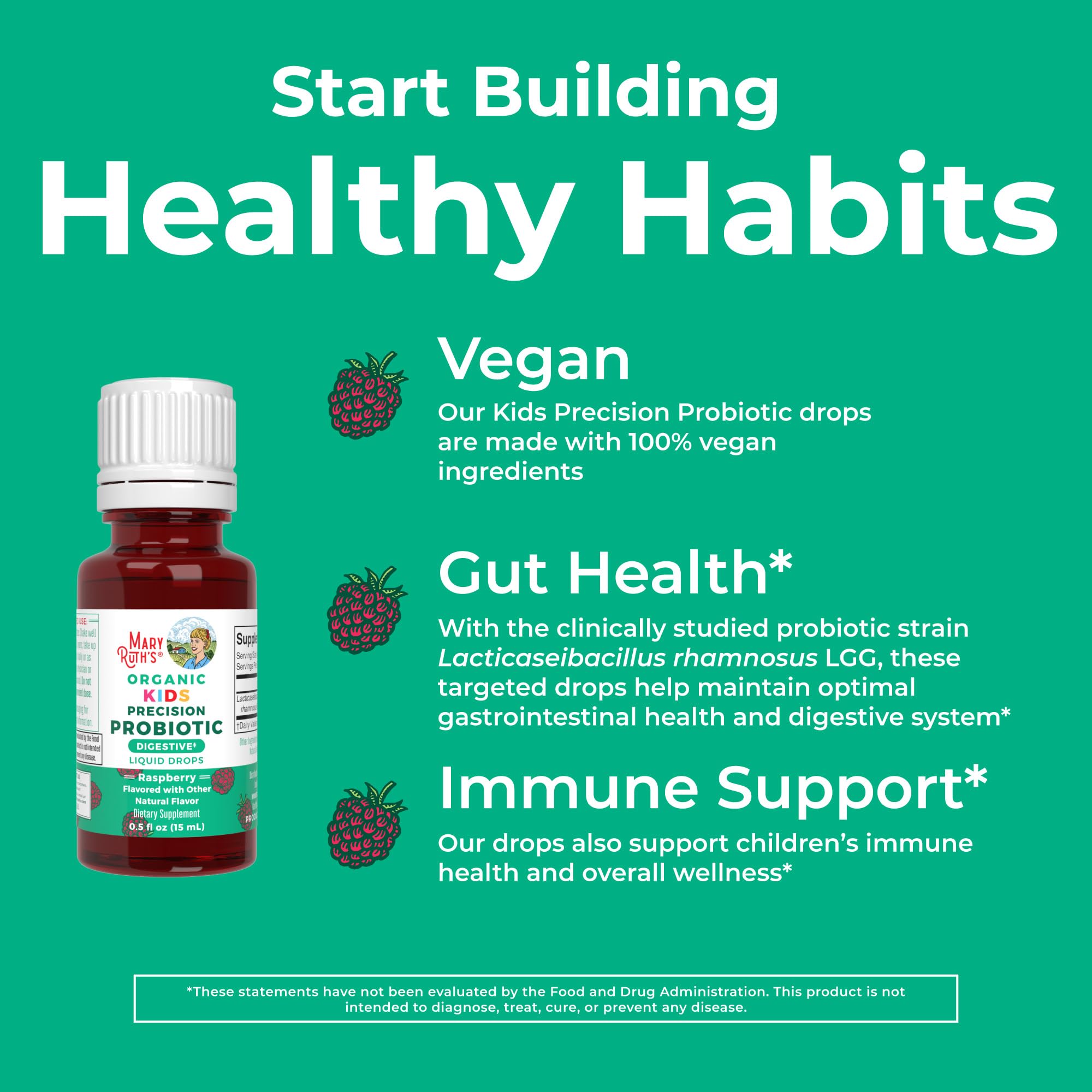 MaryRuth Organics USDA Organic Liquid Kids Probiotic Drops – Digestive Health, Immune Support, Vegan & Non-GMO | 30 Servings