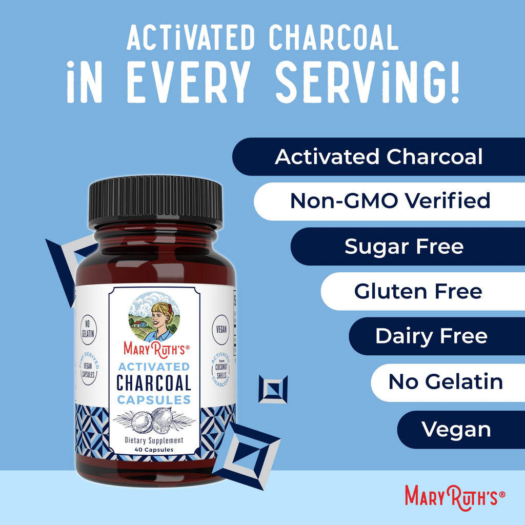 MaryRuth Organics Activated Charcoal Capsules – Vegan, Non-GMO, Gluten Free (40 Count)