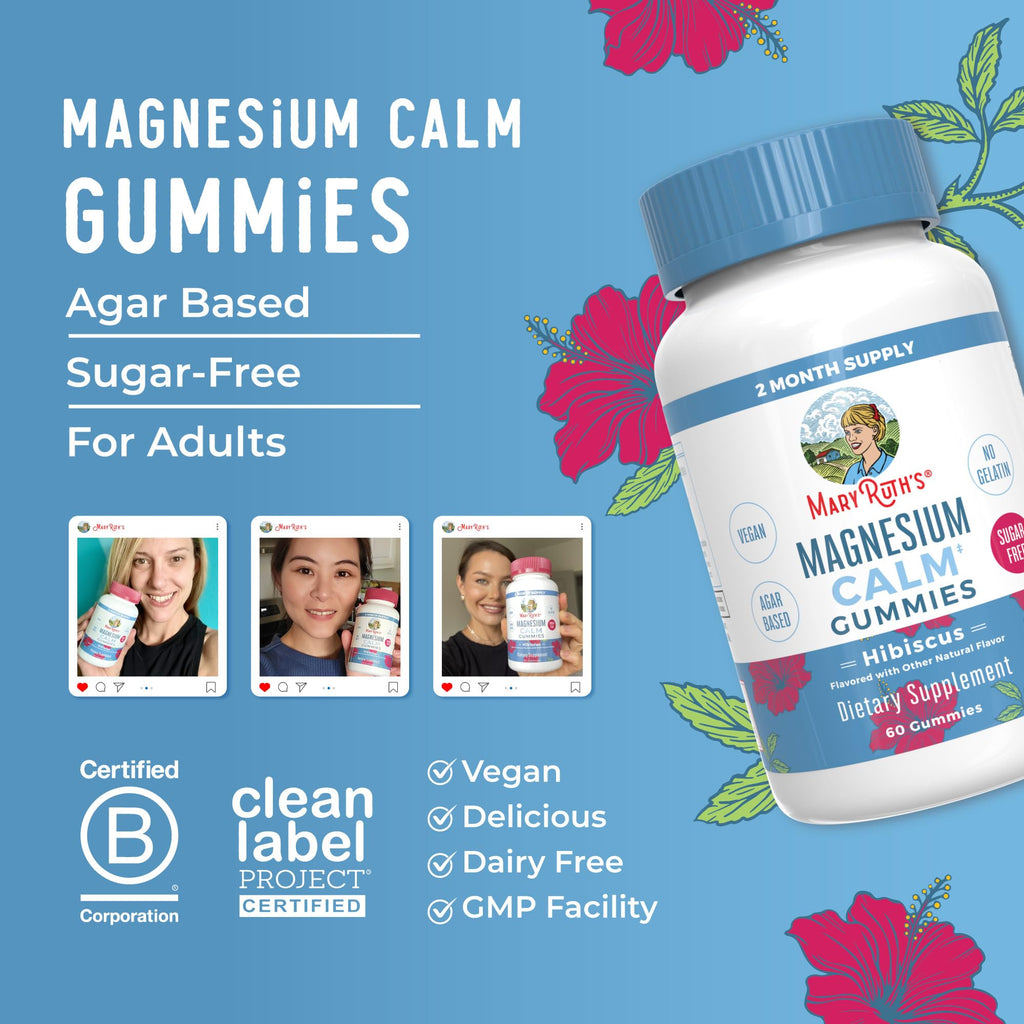 MaryRuth Organics Calm Magnesium Gummies | 60 Count (2-Month Supply) | Sugar Free, Vegan