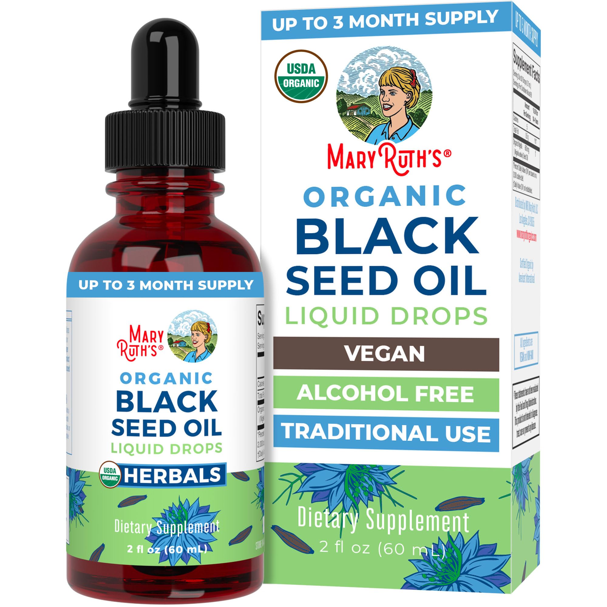 MaryRuth Organics Black Seed Oil Liquid Drops – USDA Organic, 2 Fl Oz | Immune & Respiratory Support | Vegan & Non-GMO