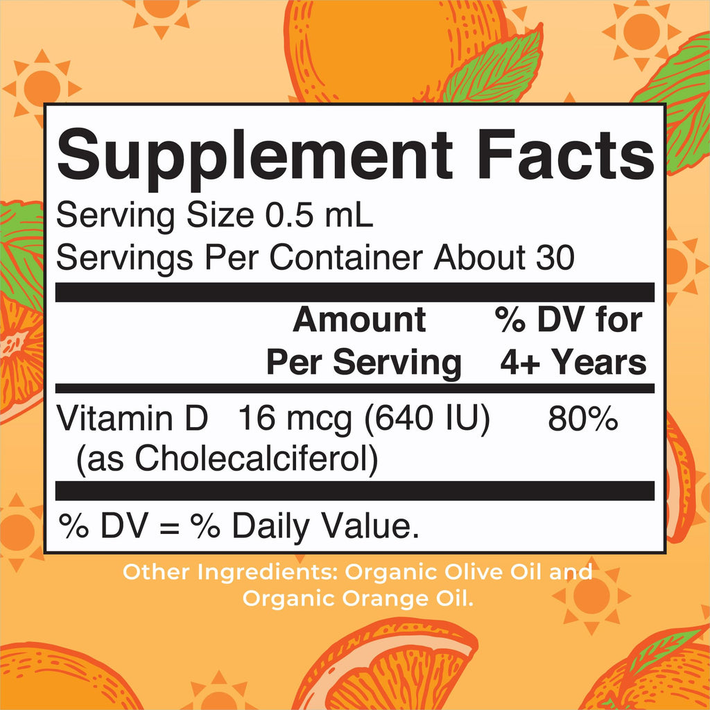 MaryRuth Organics USDA Organic Vitamin D3 Liquid Drops for Kids – 640 IU per Serving | Immune Support & Bone Health | Ages 4–13 | 0.5 oz, 30 Servings