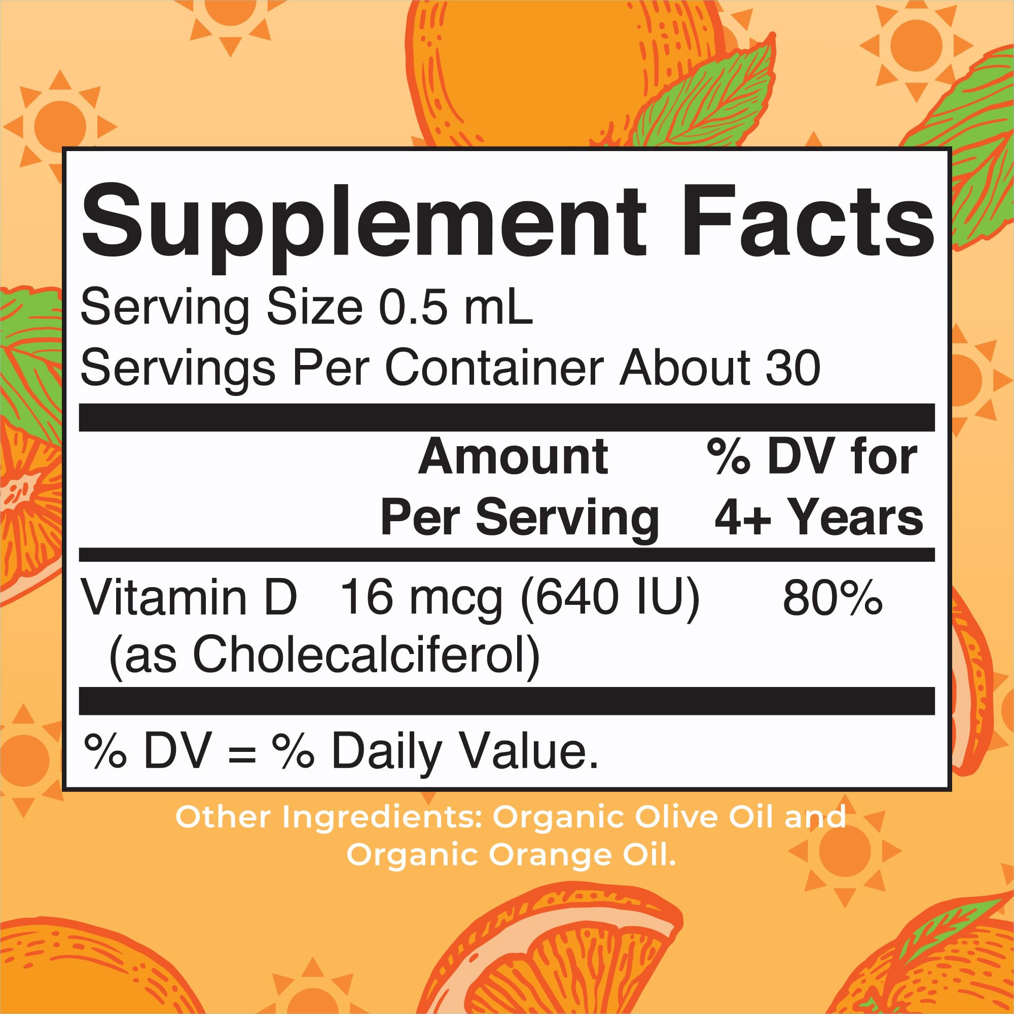 MaryRuth Organics USDA Organic Vitamin D3 Liquid Drops for Kids – 640 IU per Serving | Immune Support & Bone Health | Ages 4–13 | 0.5 oz, 30 Servings