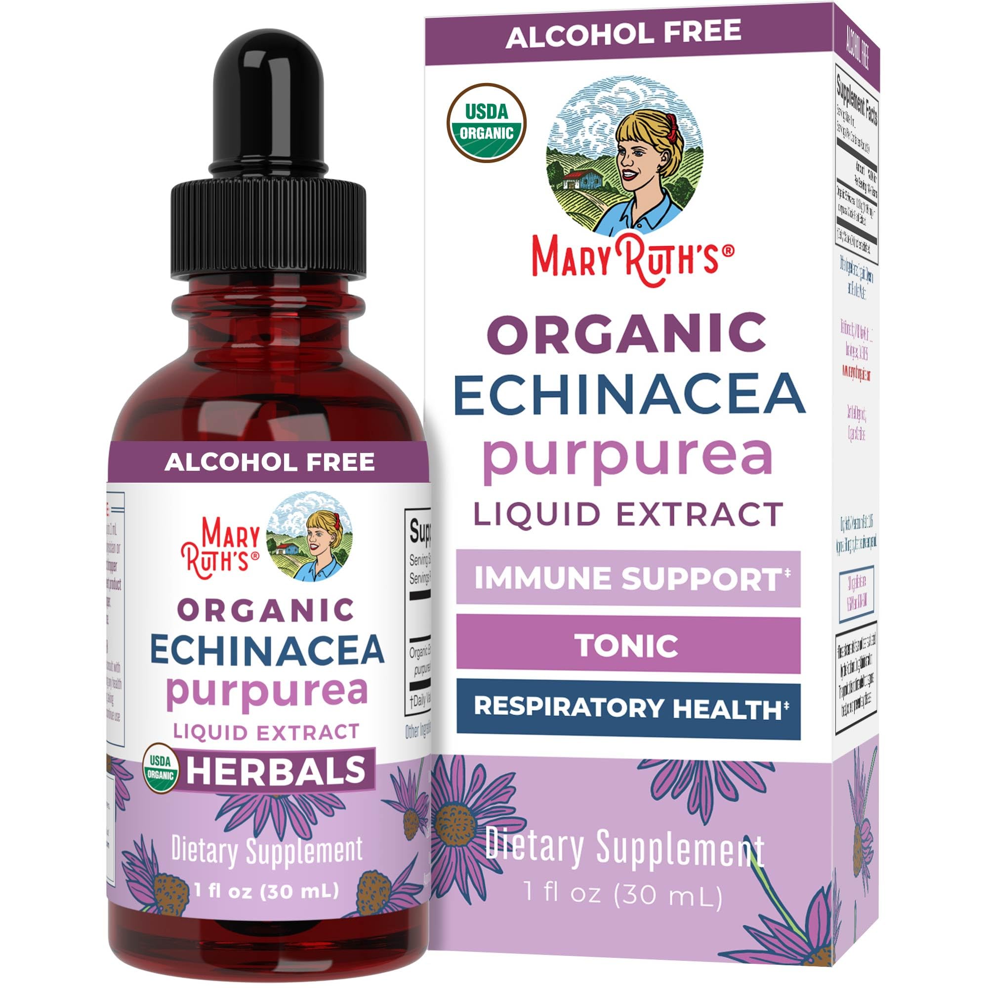 MaryRuth Organics Echinacea Purpurea Liquid | Immune Support Drops | USDA Organic | 1 Fl Oz
