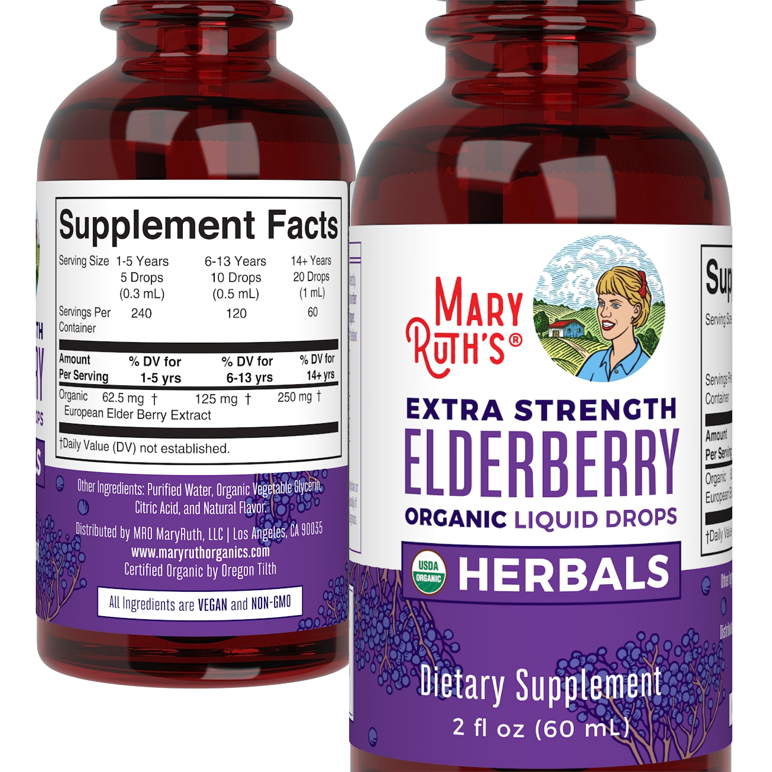 MaryRuth Organics Elderberry Syrup Extra Strength – USDA Organic, Sugar Free (2 oz)