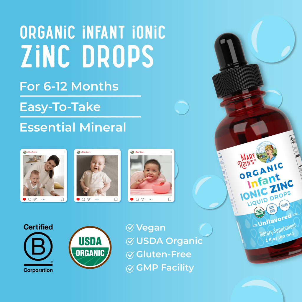 MaryRuth Organics Infant Ionic Zinc Drops – Zinc Sulfate for Immune Support | 6-12 Months | 2 fl oz