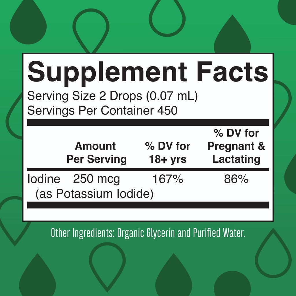 MaryRuth Organics Iodine Liquid Drops | Potassium Iodide, 1oz, 450 Servings, 1-Year Supply | Thyroid Health, USDA Organic, Vegan, Non-GMO, Gluten Free