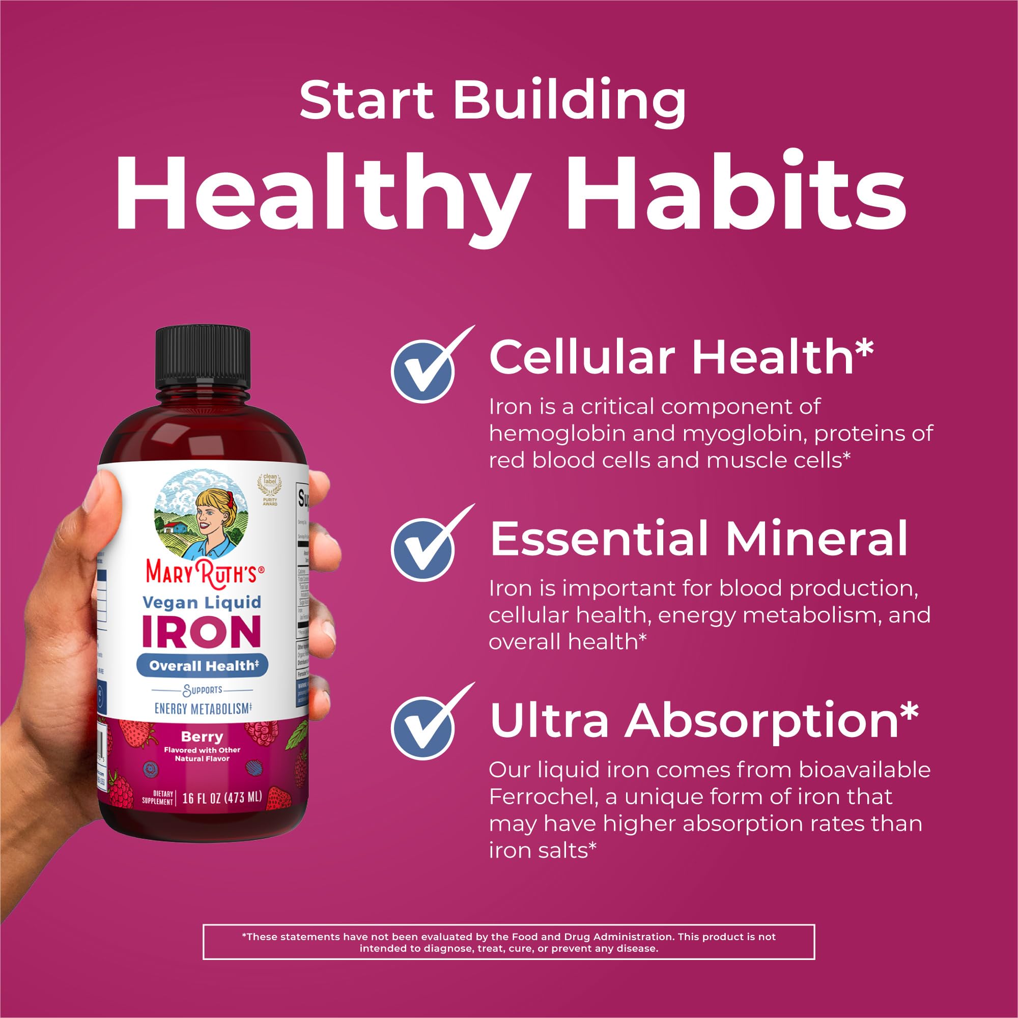 MaryRuth Organics Iron Supplement for Women Men & Kids | Liquid Iron