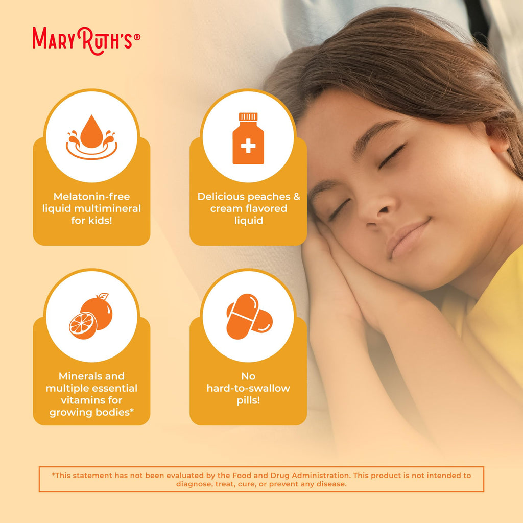 MaryRuth Organics Kids Nighttime Multimineral Liquid | Bone Health & Immune Support | Vegan & Sugar Free