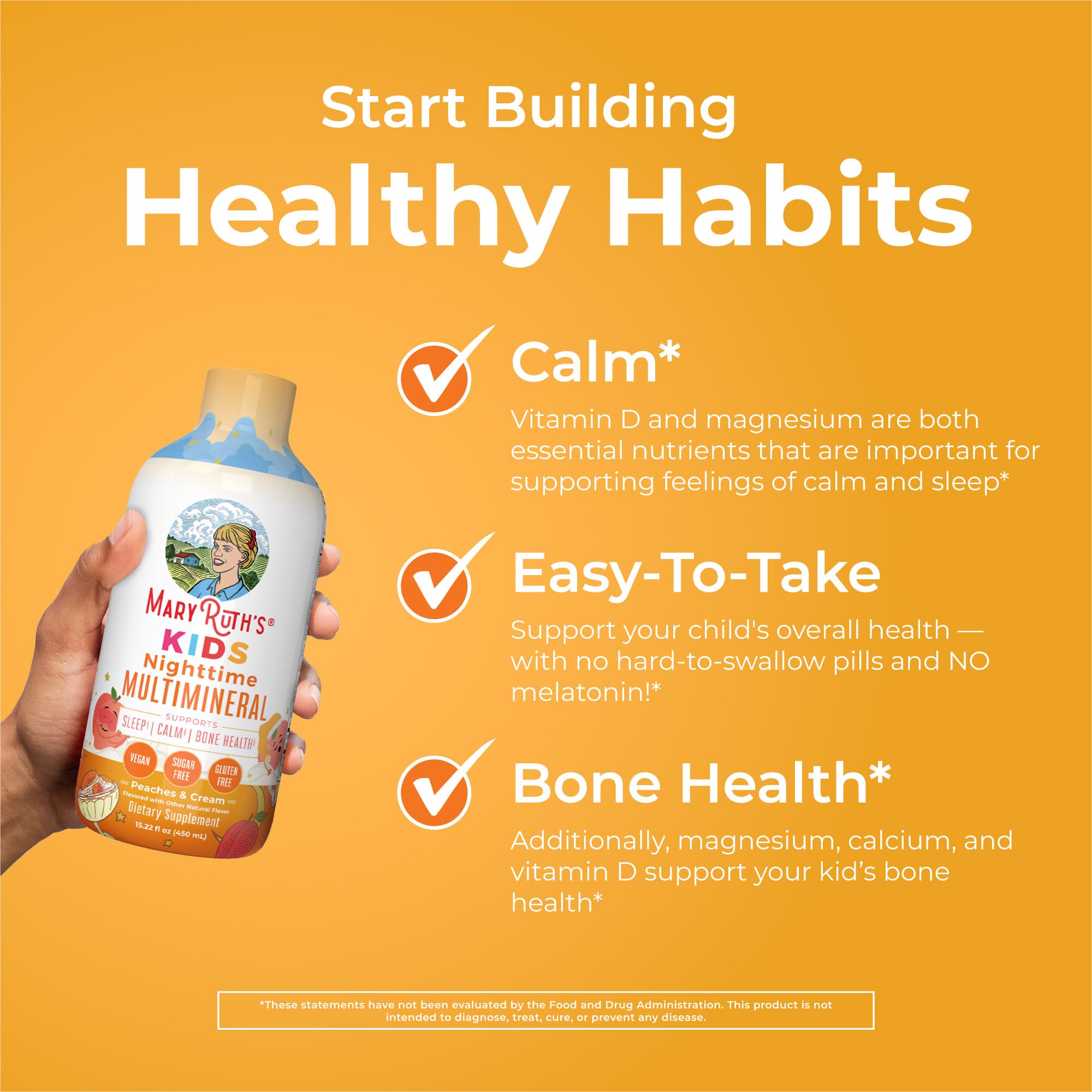 MaryRuth Organics Kids Nighttime Multimineral Liquid | Bone Health & Immune Support | Vegan & Sugar Free