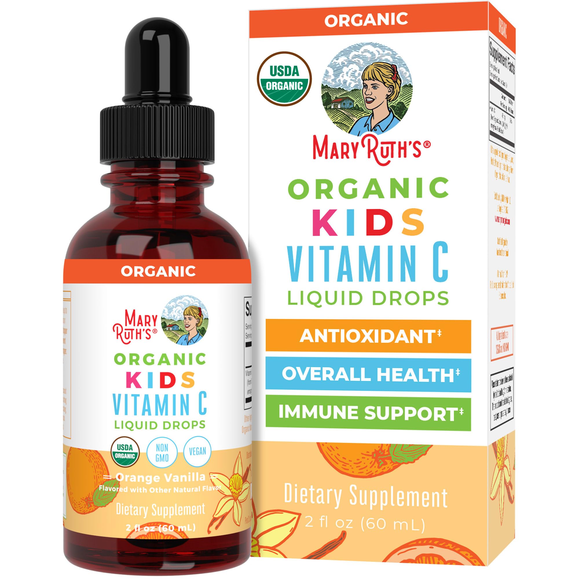 MaryRuth Organics Kids Vitamin C Drops – Vegan Immune Support for Ages 4-13 (2 oz)