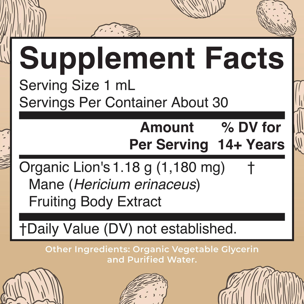 MaryRuth Organics Lions Mane Mushroom Supplement – USDA Organic, Nootropic, 1 Fl Oz