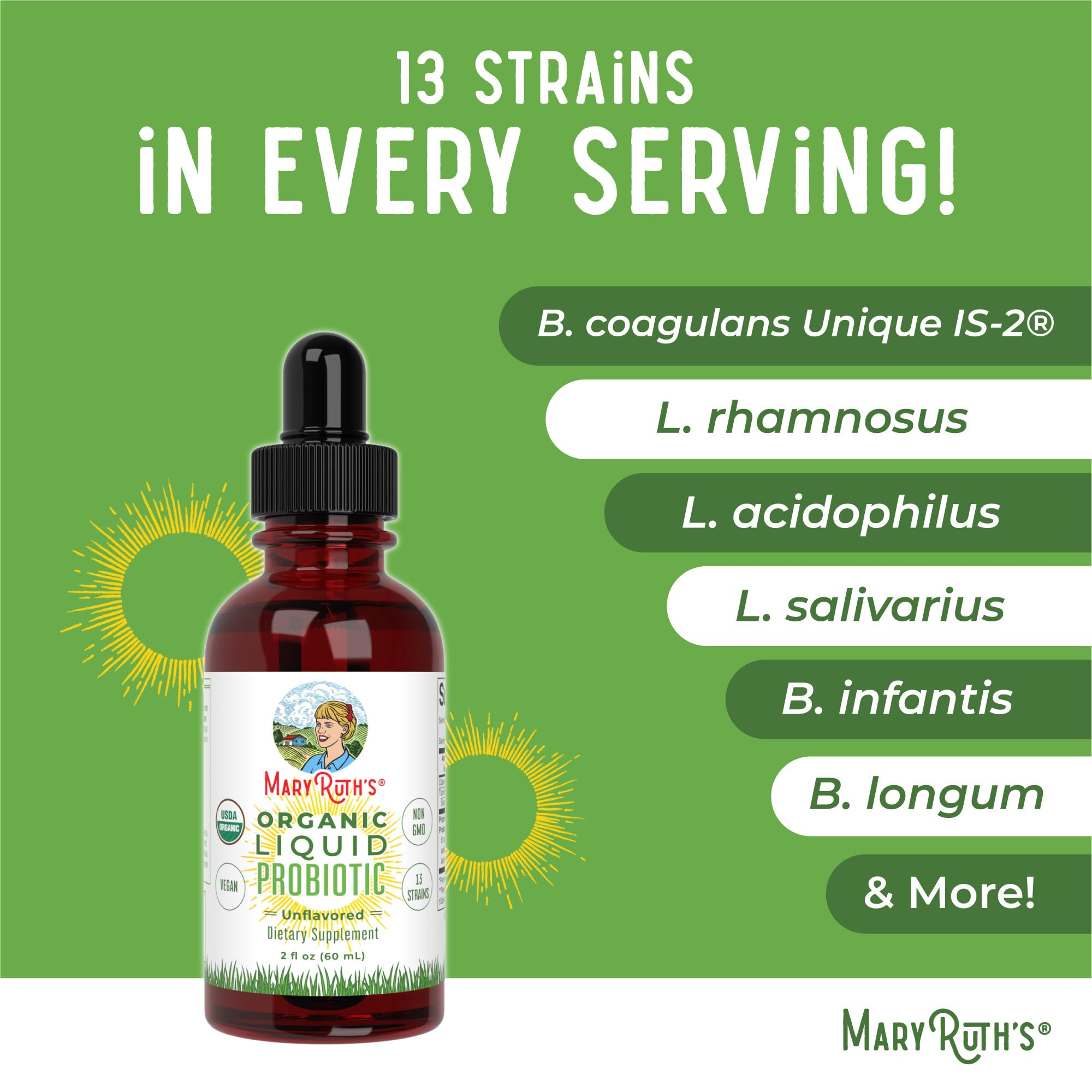 MaryRuth Organics USDA Organic Liquid Probiotic | Digestive Health | 2 oz Travel Size