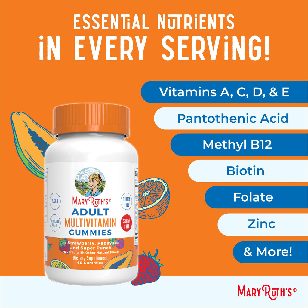 MaryRuth Organics Multivitamin Gummies for Women and Men – Sugar Free, 60 Count, Vegan
