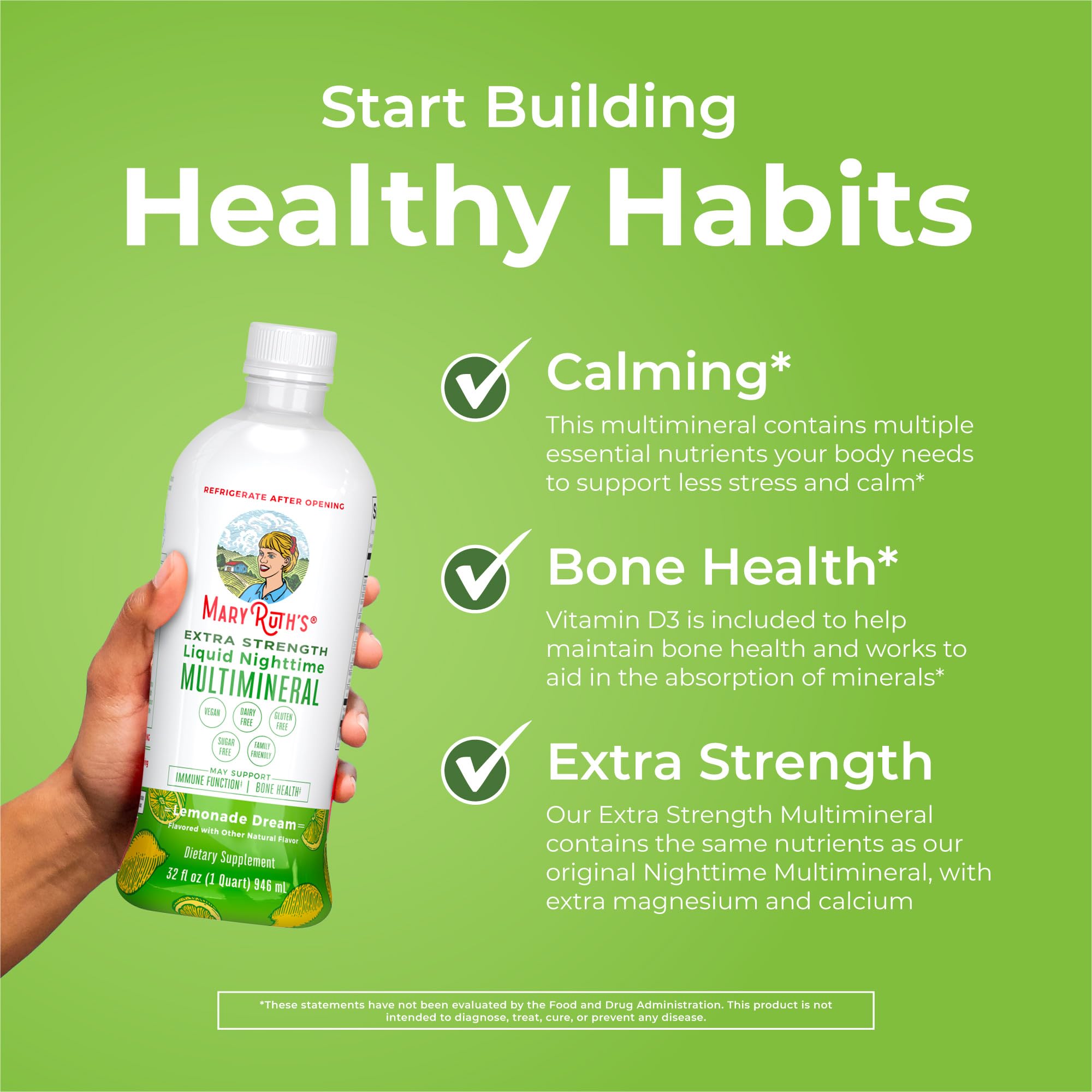 MaryRuth Organics Extra Strength Nighttime Multimineral – No Melatonin, Sugar Free, Lemonade