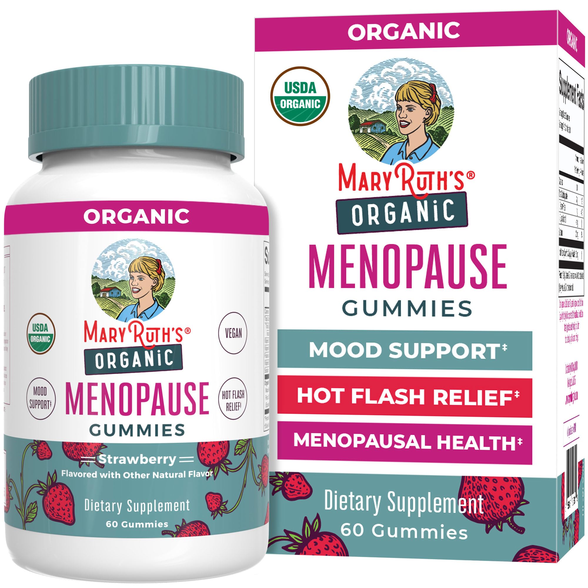 MaryRuth Organics Organic Menopause Gummies – Mood Support, Hot Flash Relief, 30 Servings