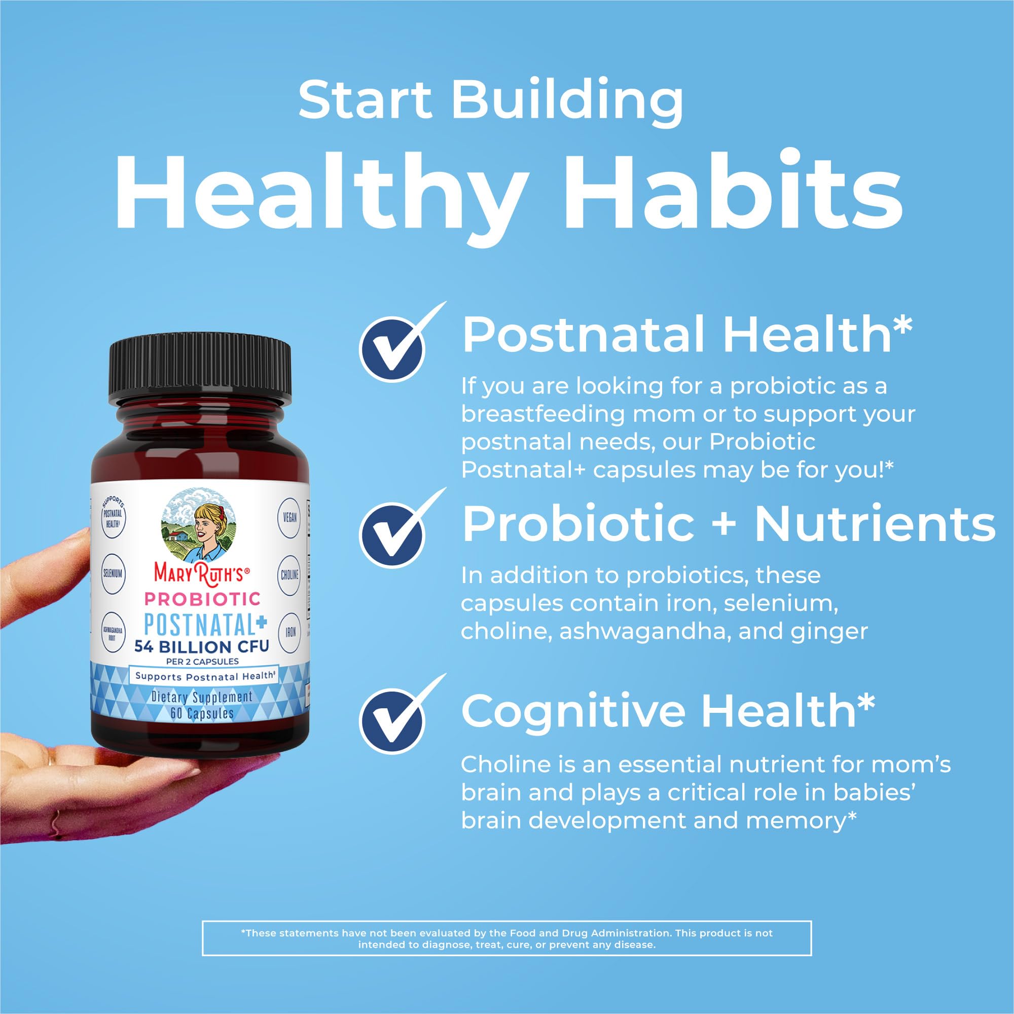 MaryRuth Organics Postnatal Probiotics – Breastfeeding Support, 54B CFU, Vegan, 30 Servings