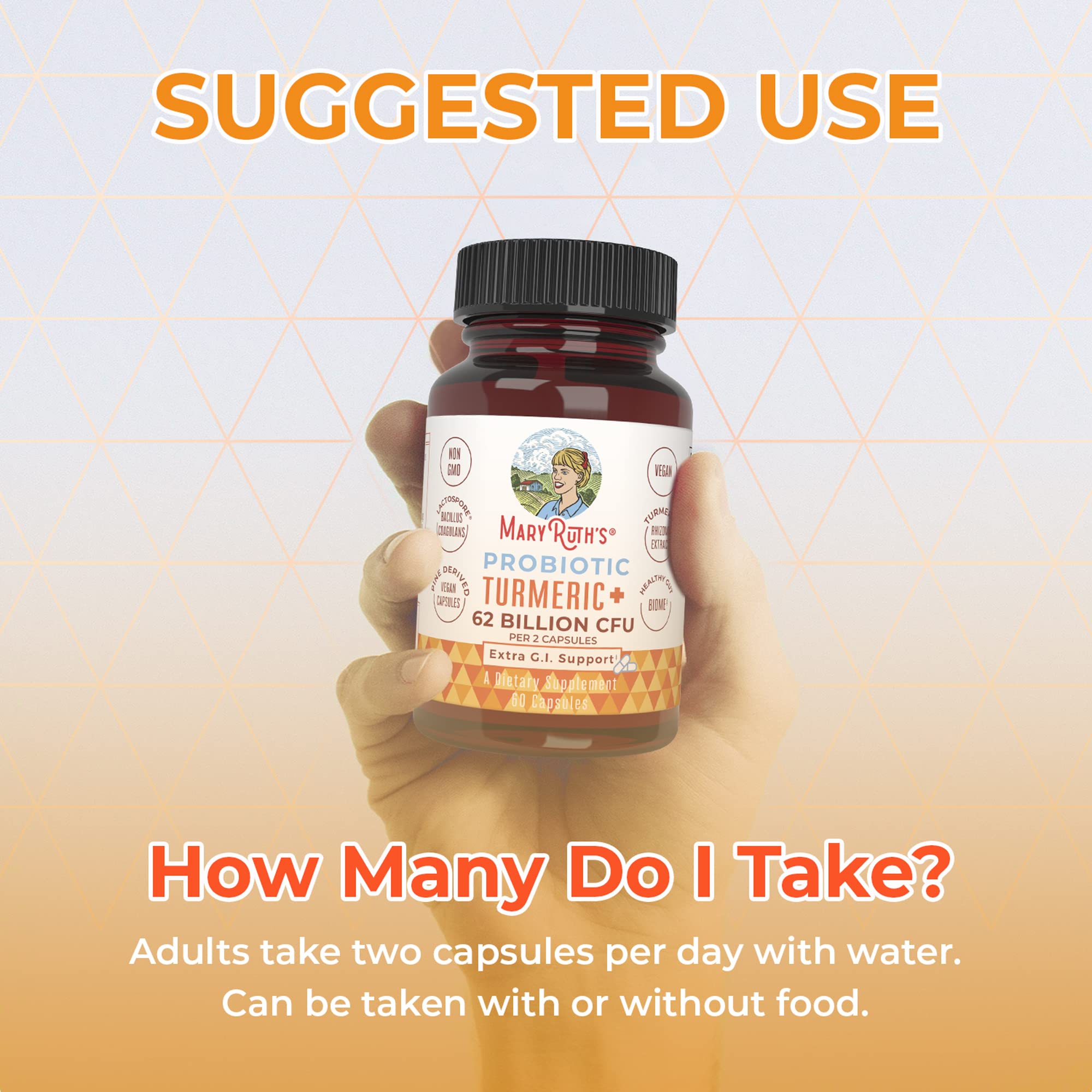 MaryRuth Probiotic Turmeric + GI Support | 62B CFU | 60 Count