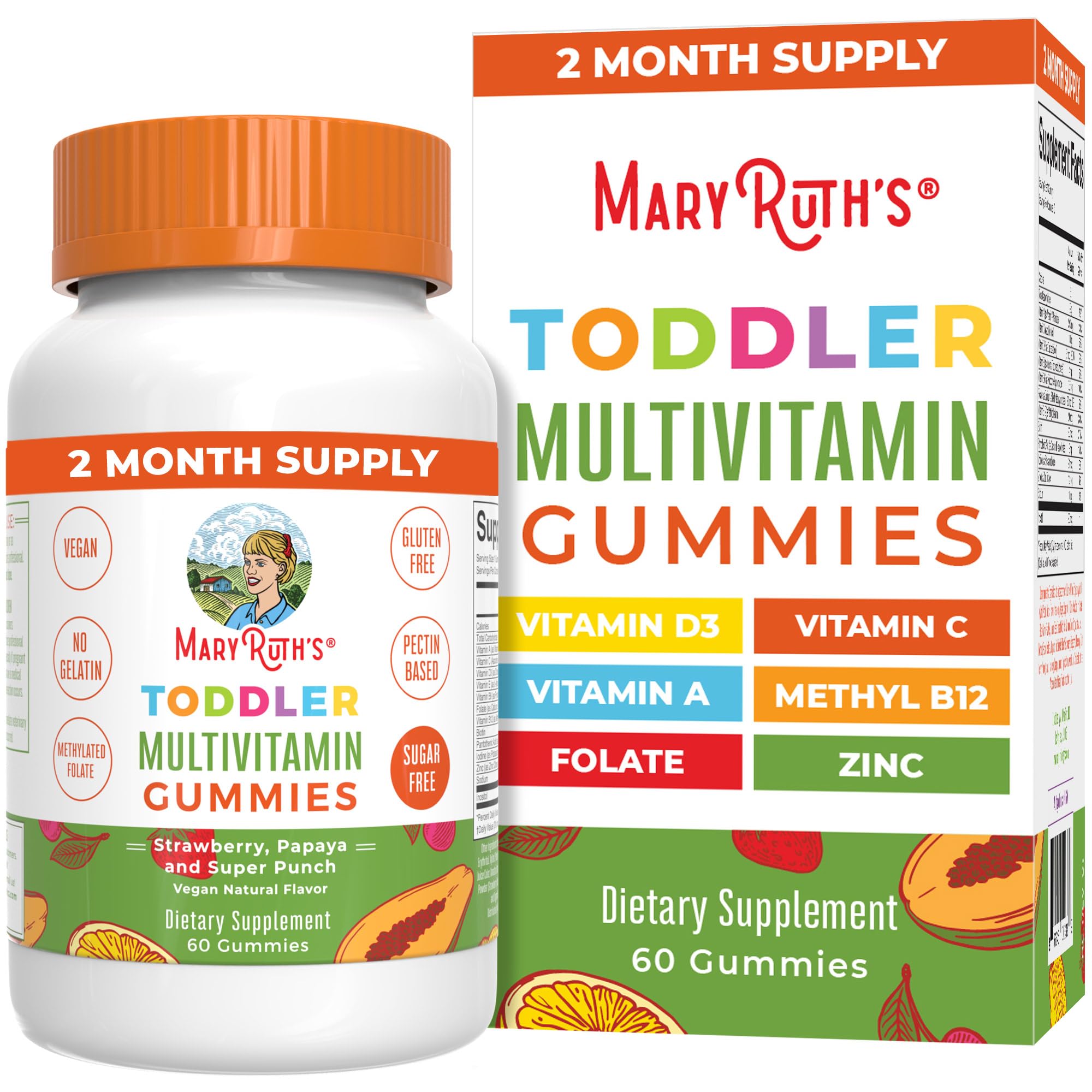 MaryRuth Organics Toddler Multivitamin Gummies – Sugar Free, Vegan, 60 Count