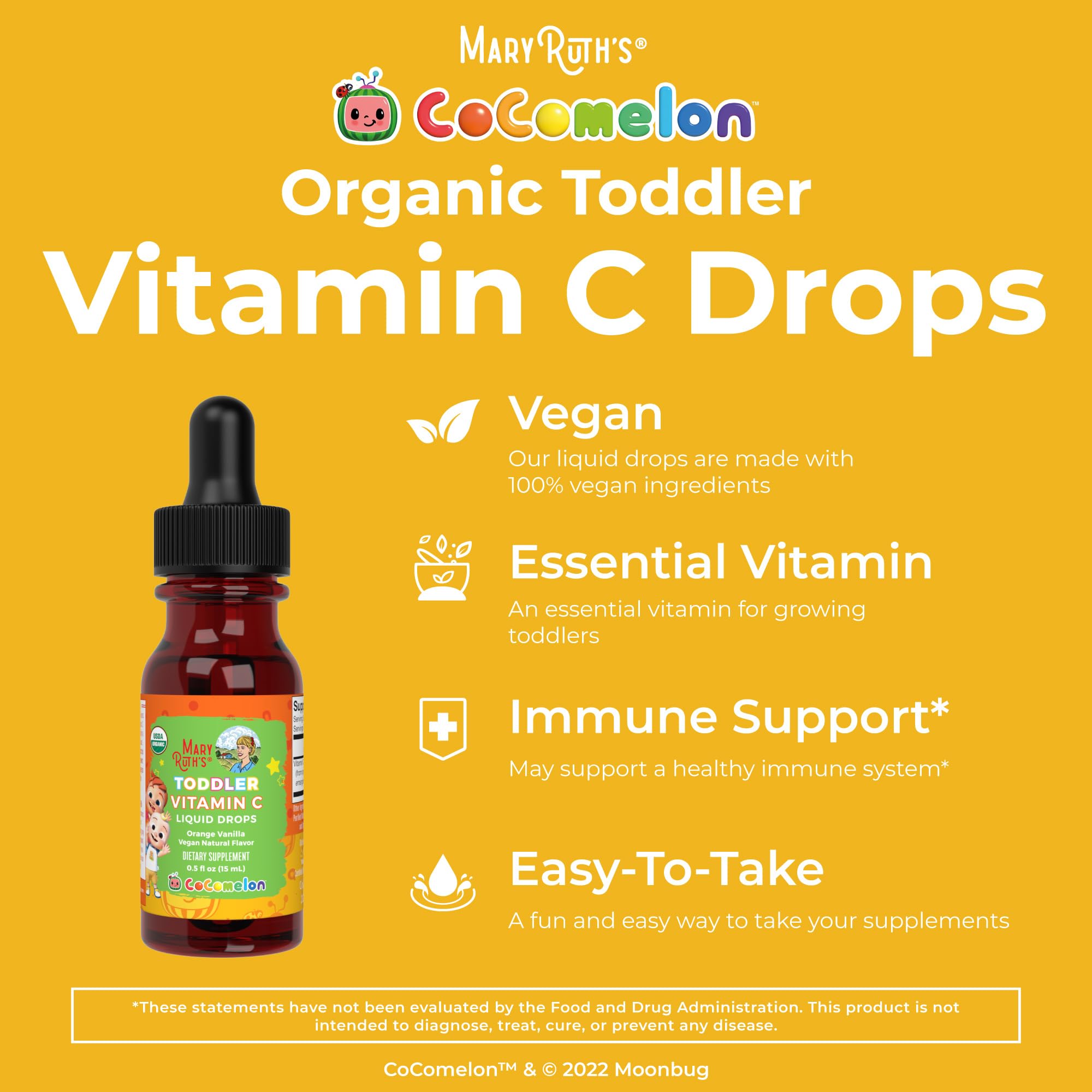 MaryRuth Organics Toddler Vitamin C Drops – USDA Organic Vitamin C Liquid for Ages 1-3 | Immune Support, Vegan & Non-GMO | 15 Servings