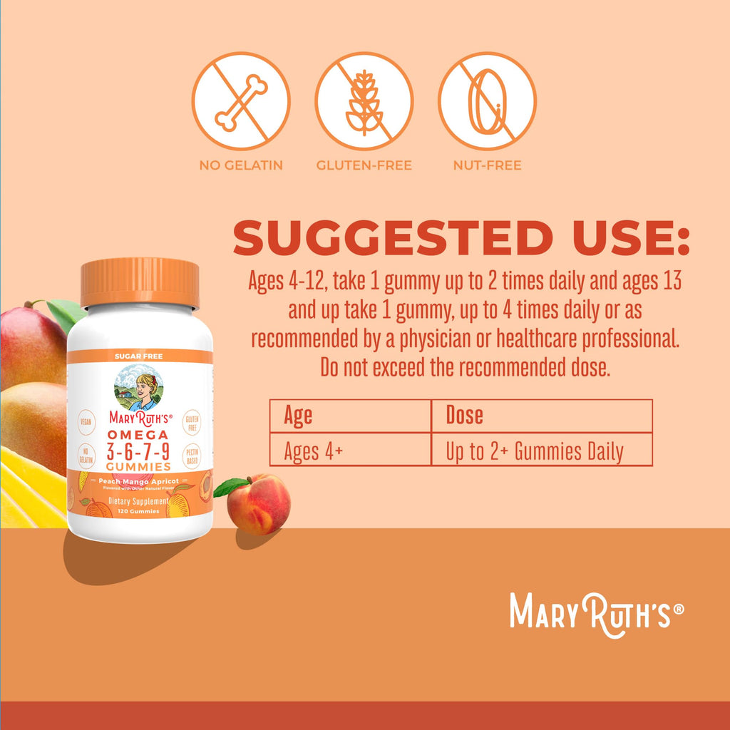 MaryRuth Organics Vegan Omega 3-6-7-9 Gummies – 120 Count | Non-GMO