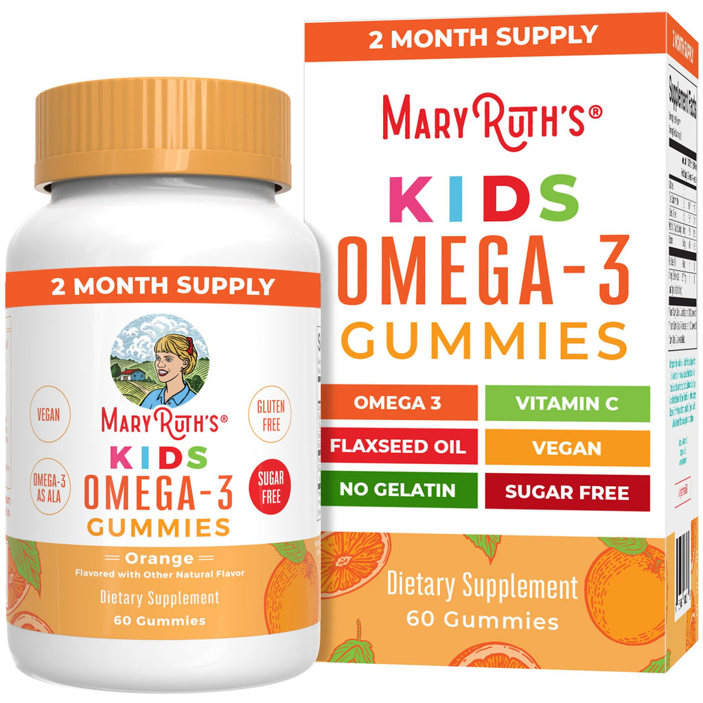 MaryRuth Organics Vegan Omega-3 Gummies for Kids 2+ - Sugar Free, 60 Count