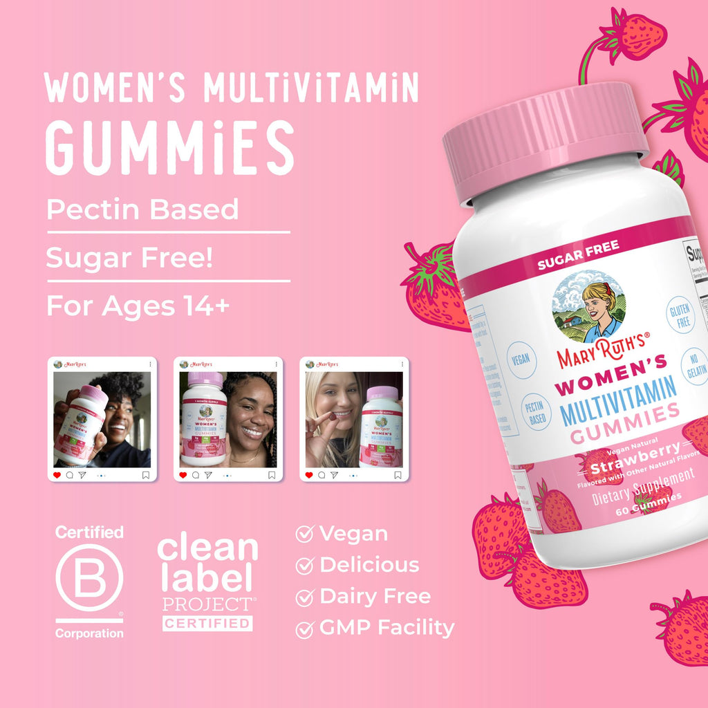 MaryRuth Organics Women's Immune Support Multivitamin Gummies | 60 Count | Vegan, Sugar-Free, Non-GMO | Ages 14+