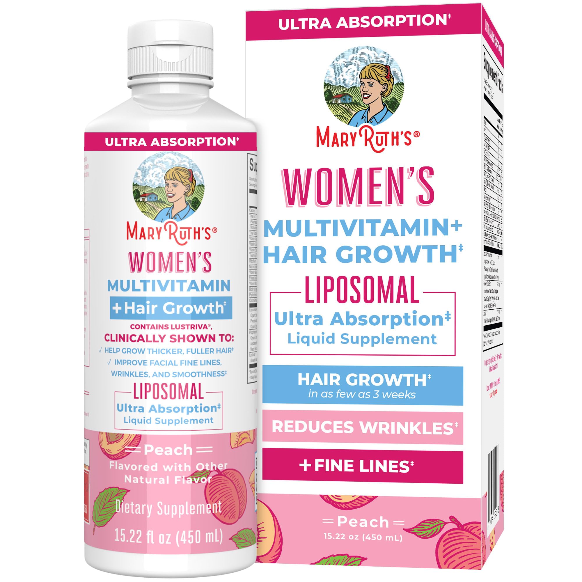 MaryRuth Organics Lustriva Hair Growth Liposomal Multivitamin | Biotin 10000 mcg
