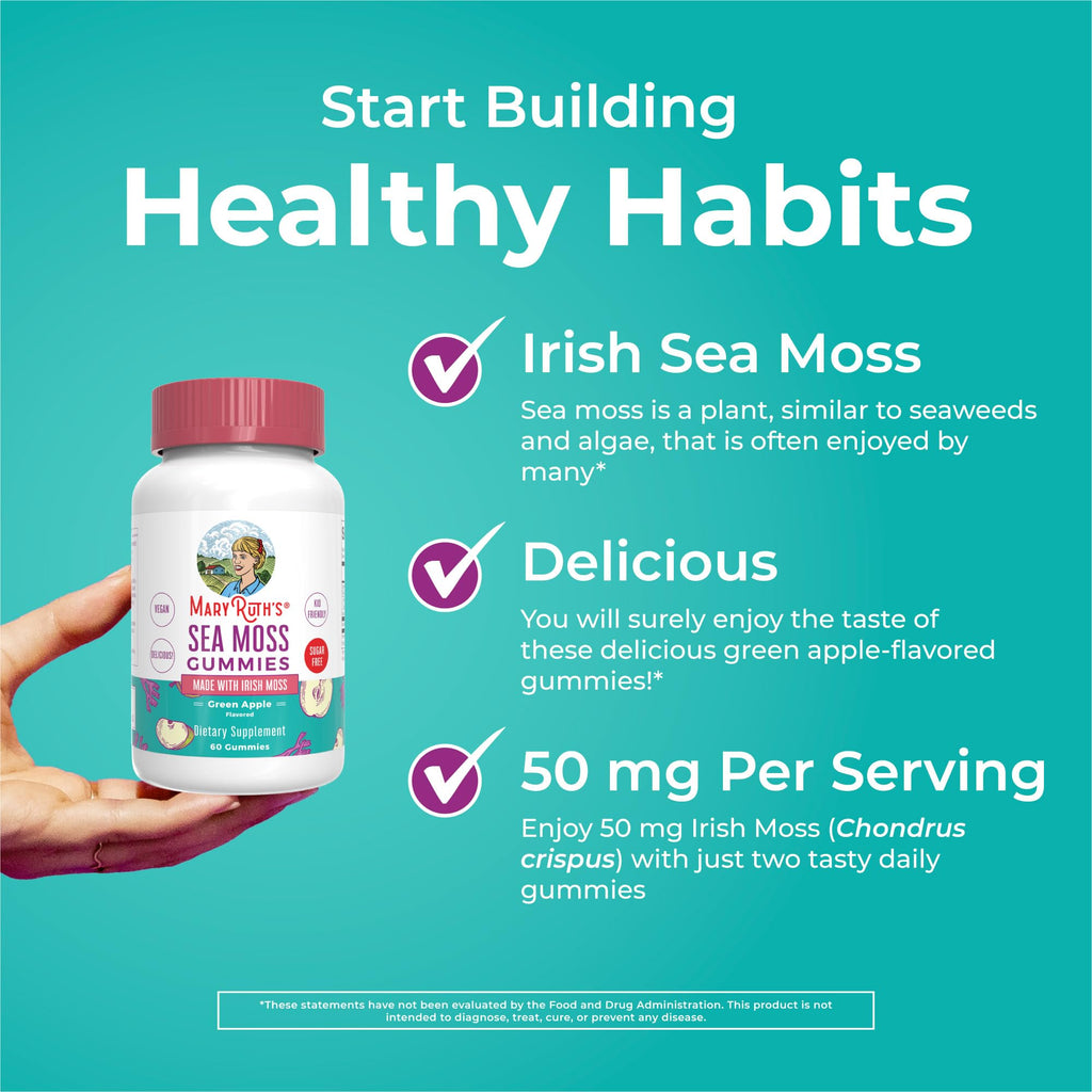 MaryRuth Sea Moss Gummies – Sugar Free, Vegan, Gluten Free | 60 Count