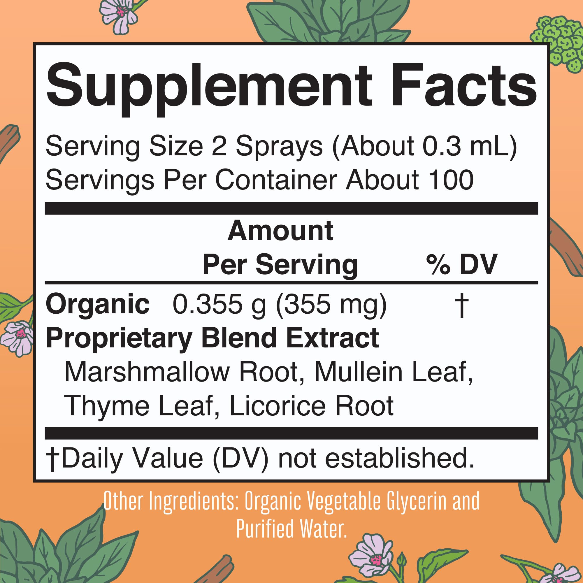 MaryRuth Organics Throat Spray – USDA Organic, 4-Herb Blend (Mullein, Marshmallow, Licorice, Thyme) | Vegan, Non-GMO, Gluten Free | 1 fl oz