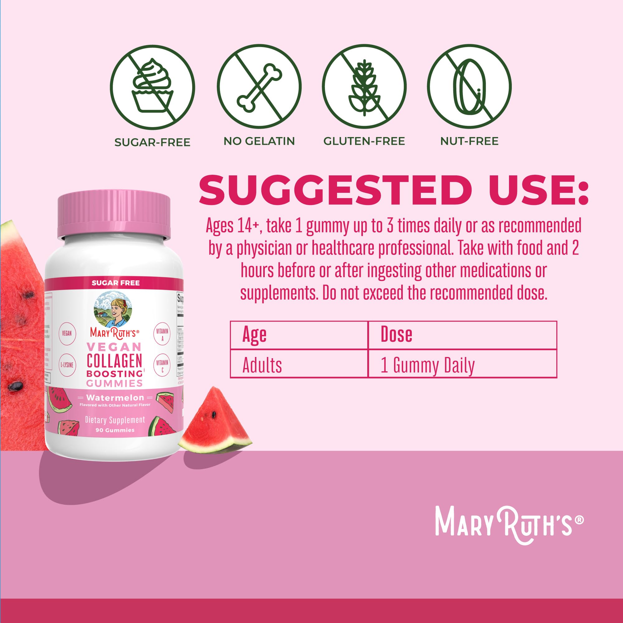 MaryRuth Organics Vegan Collagen Gummies for Skin – 90 Servings