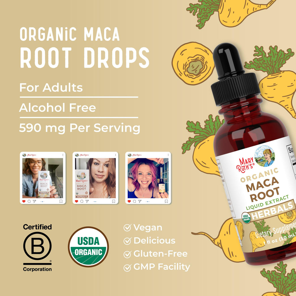 MaryRuth’s USDA Organic Maca Root Liquid Drops | Vegan | Non-GMO | Gluten Free | Alcohol Free | 1 Fl Oz