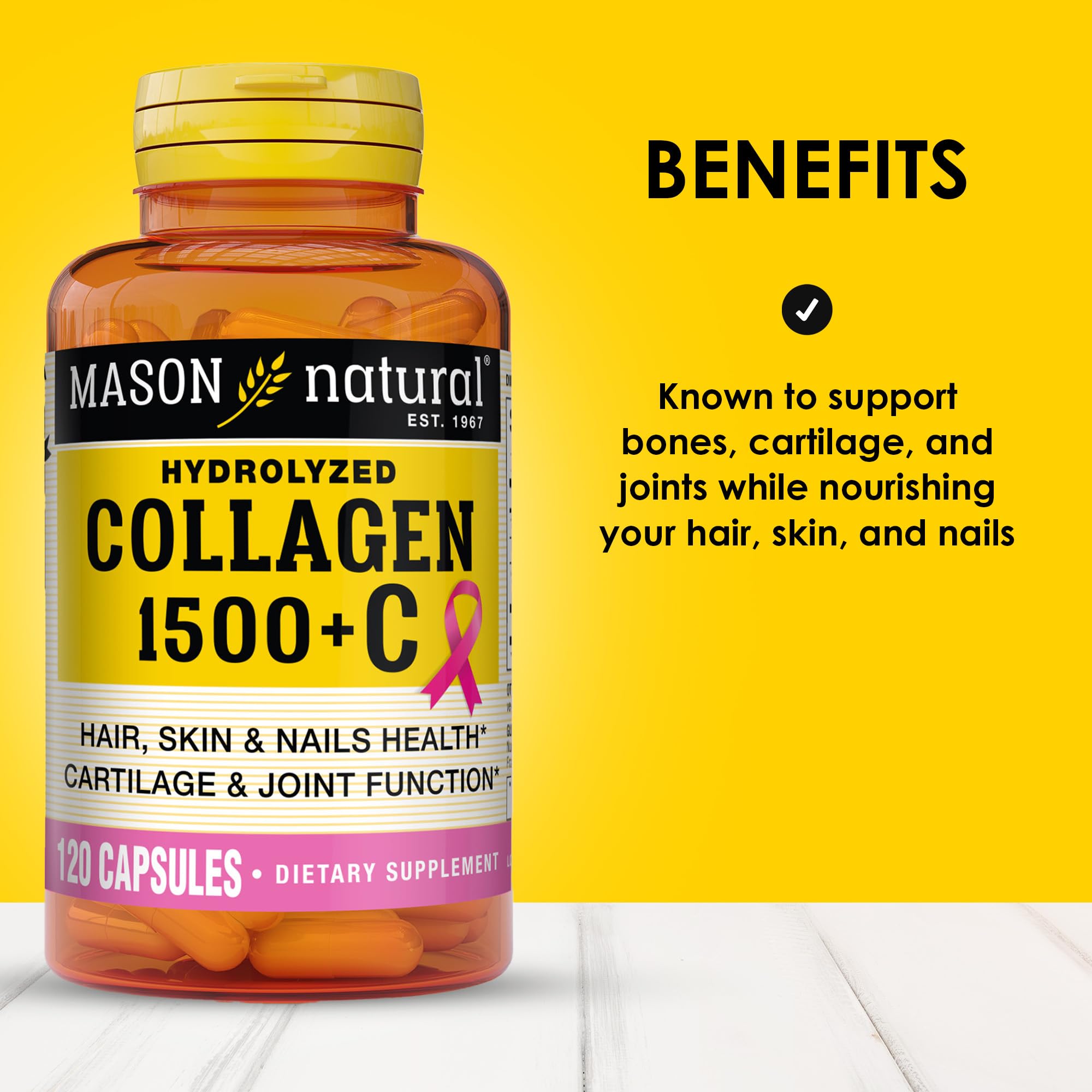 Mason Natural Collagen 1500mg with Vitamin C, Biotin & Calcium | Hair & Nails