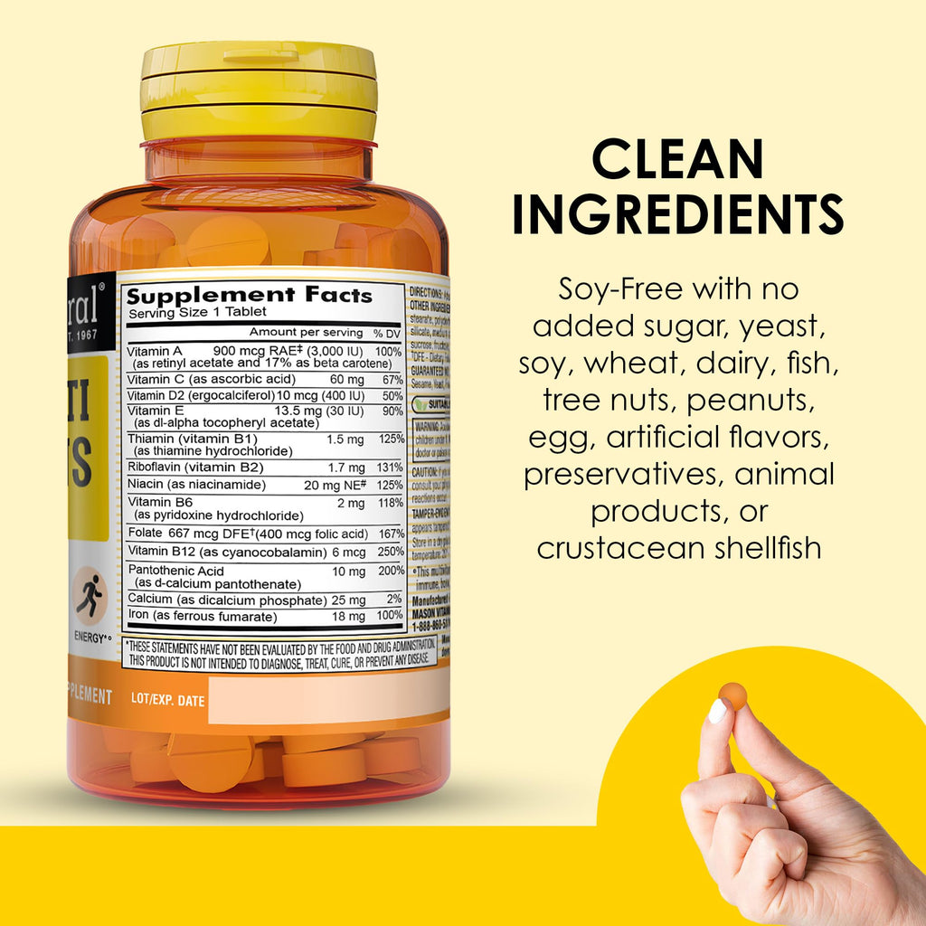 Mason Natural Daily Mini Multi Vitamins with Iron – 100 Day Supply (1 Pack)