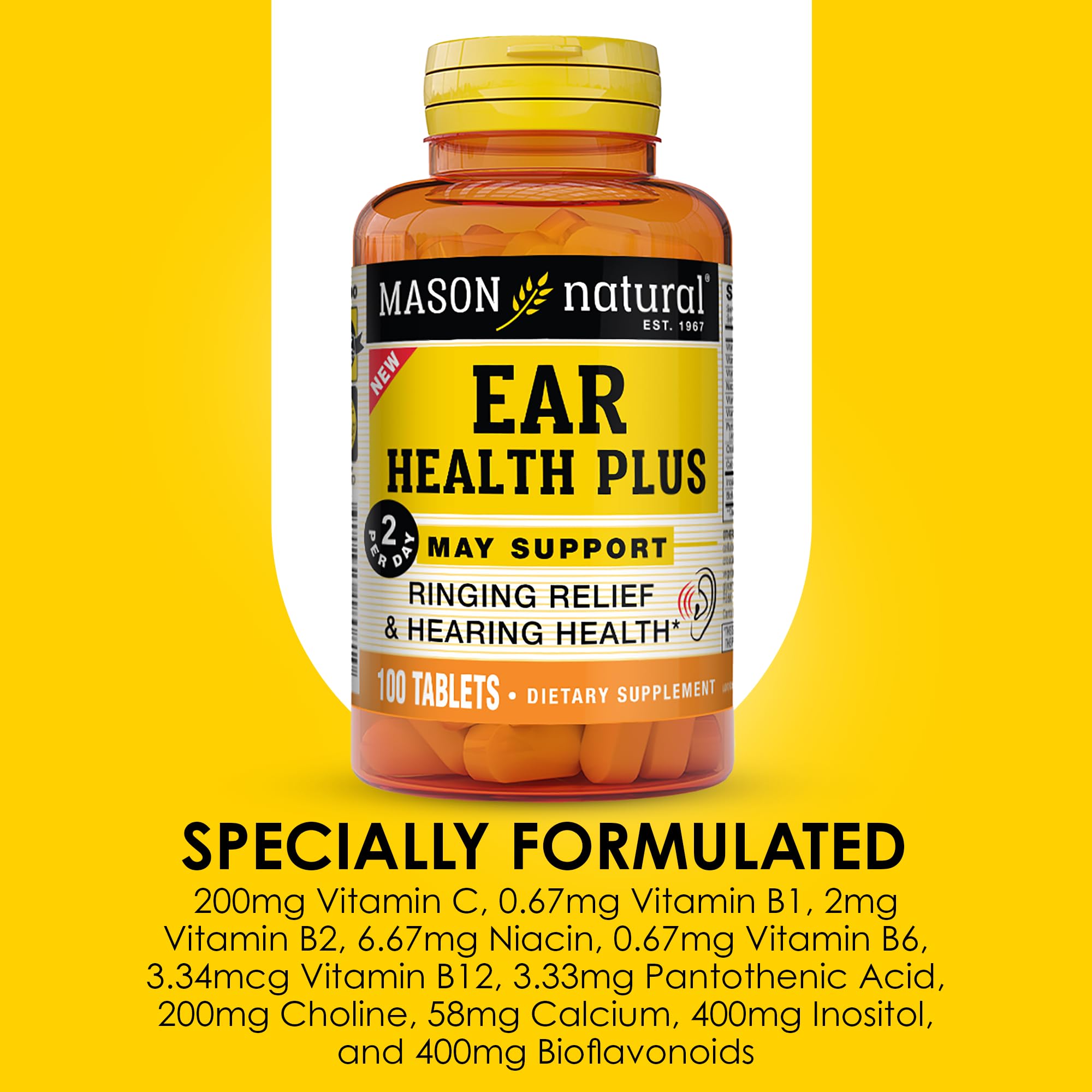Mason Natural Ear Health Plus with B Vitamins - 50 Day Supply (Pack of 2)