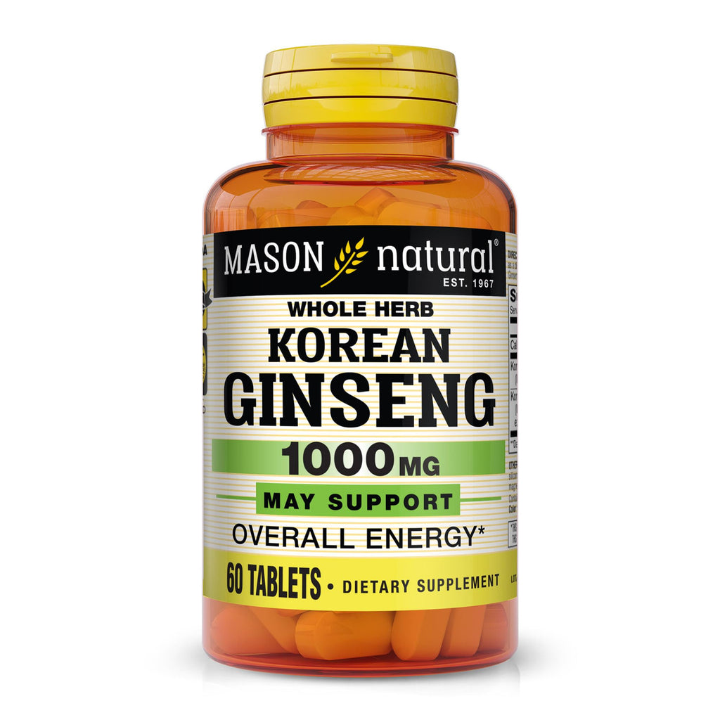 Mason Natural Korean Ginseng 1,000 mg – Energy, Endurance & Vitality (60 Tablets)