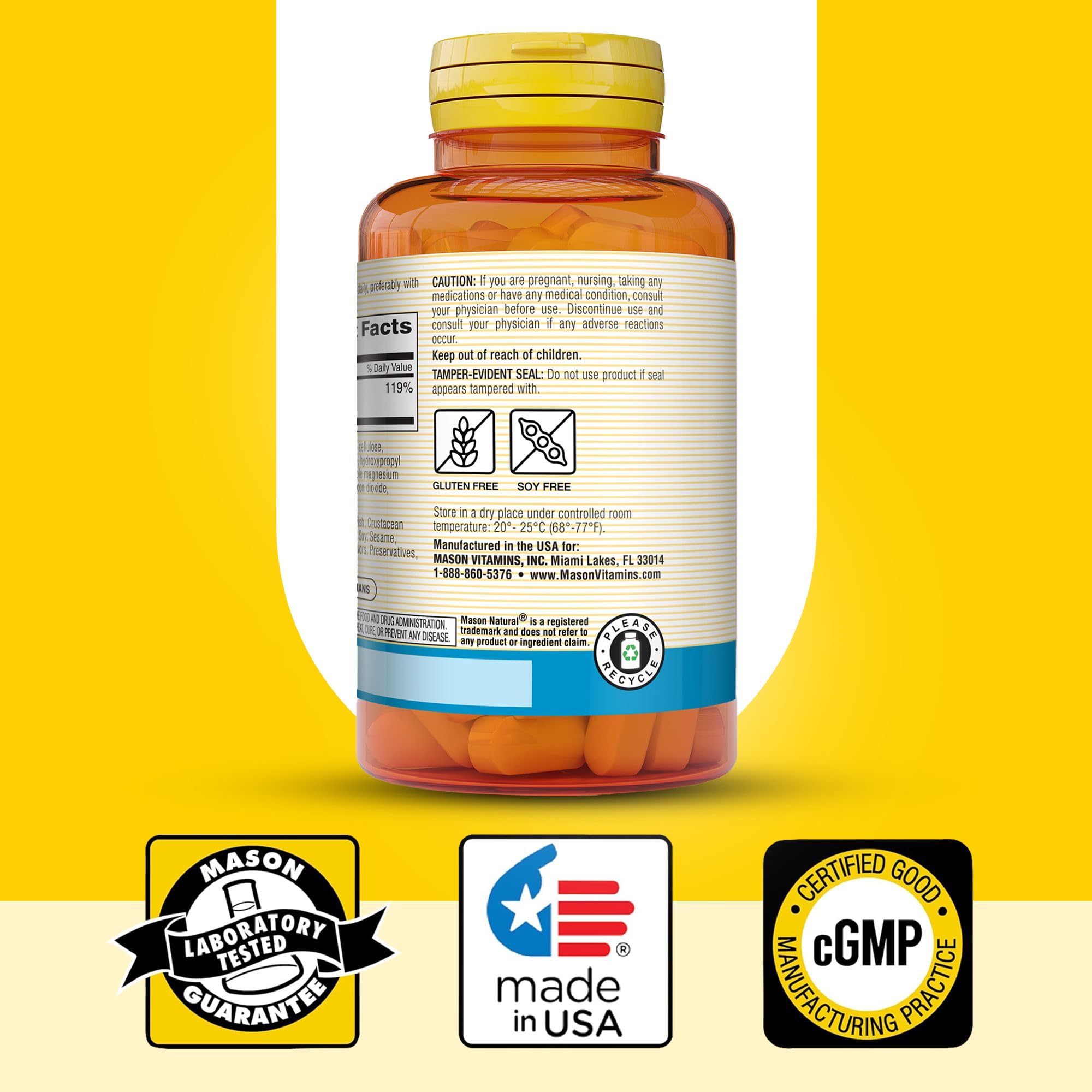 Mason Natural Magnesium 500 mg Extra Strength – 100-Day Supply, 1 Pack