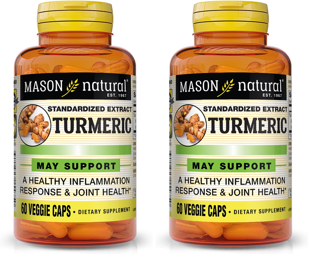 Mason Natural Turmeric 500 mg – 95% Curcuminoids, Joint Support, 60 Veggie Capsules (Pack of 2)