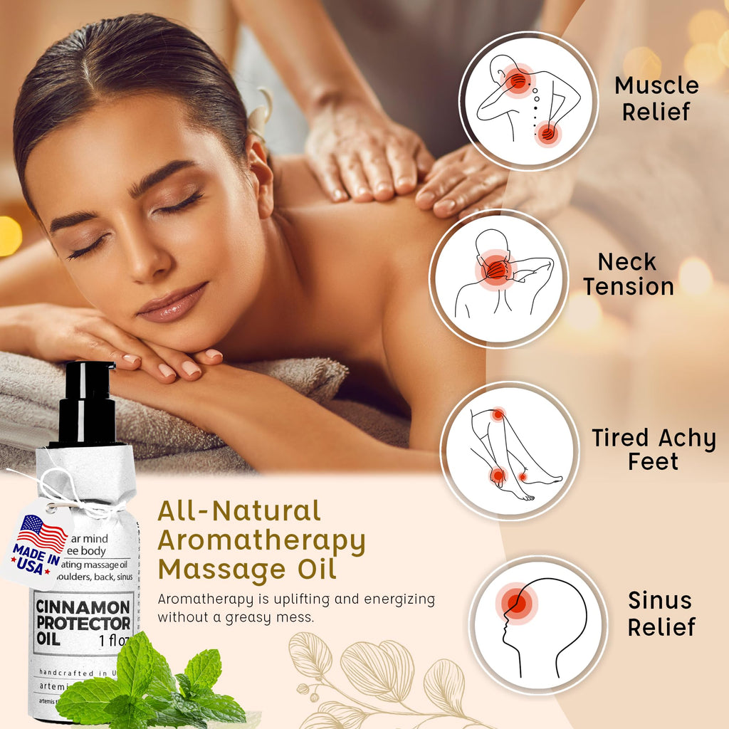 Massage Oil for Neck, Back & Cupping Tools | Cinnamon Protector Oil