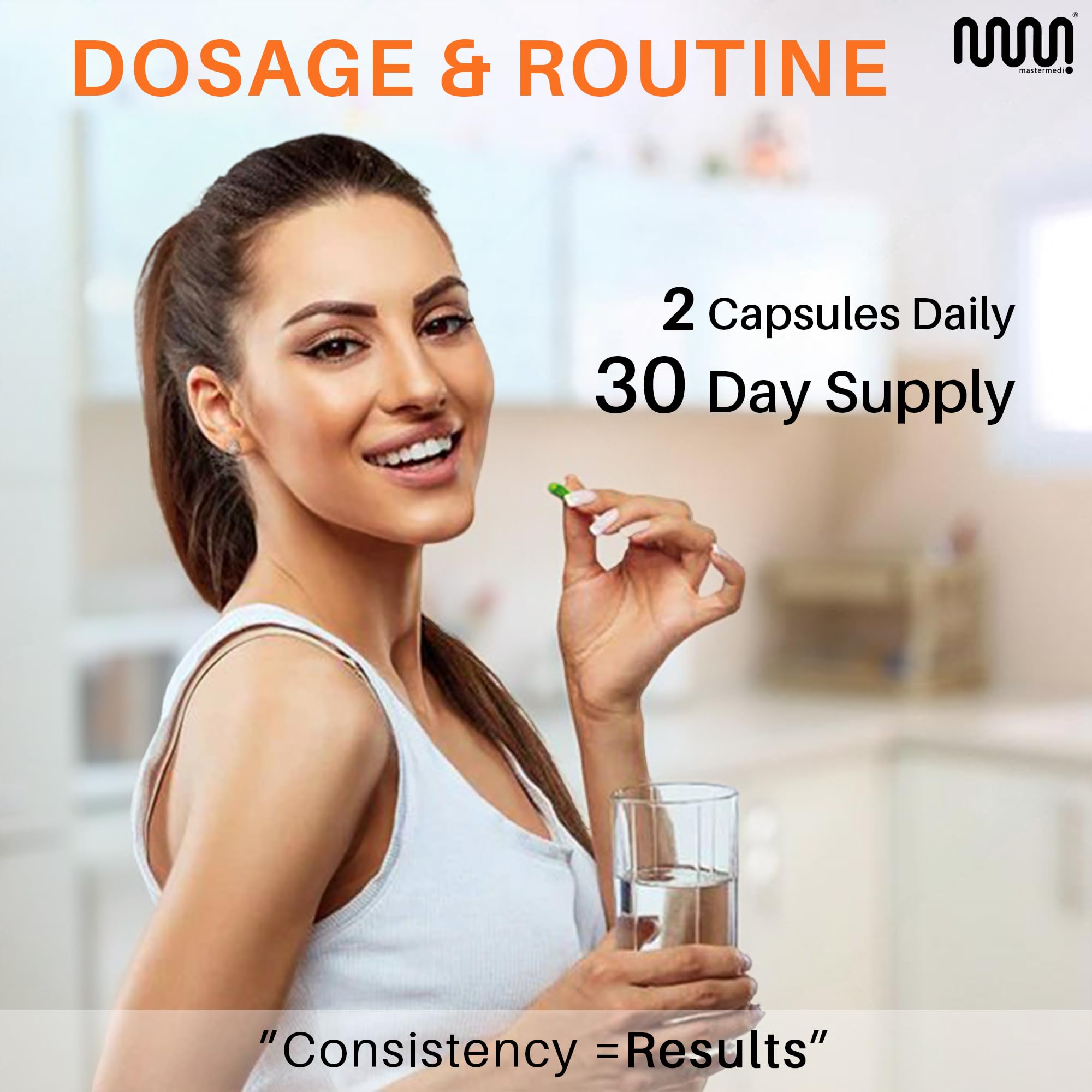 Mastermedi Biotin 20,000mcg with Collagen & Hyaluronic Acid – Hair, Skin & Nails (60 Capsules, 2-Month Supply)