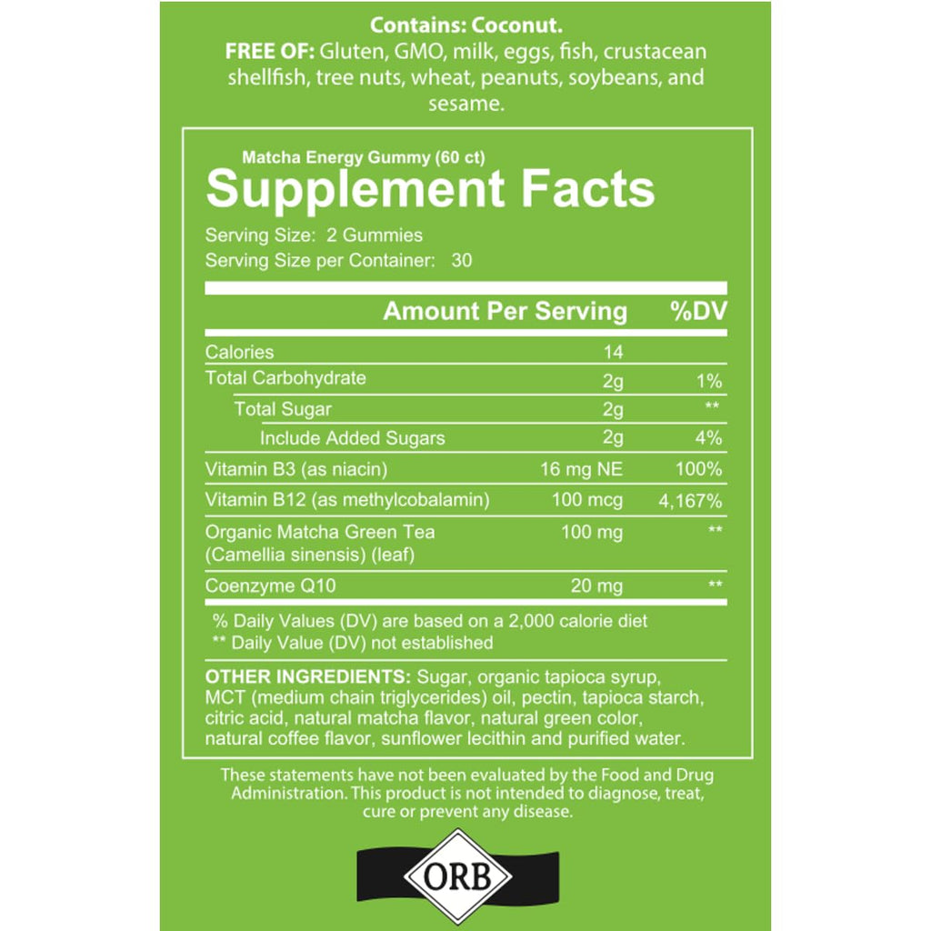 4 Your Wellness Matcha Organic Green Tea Gummies with B12, B3 & CoQ10 – Vegan, Gluten-Free, Non-GMO, Kosher (60 Count)