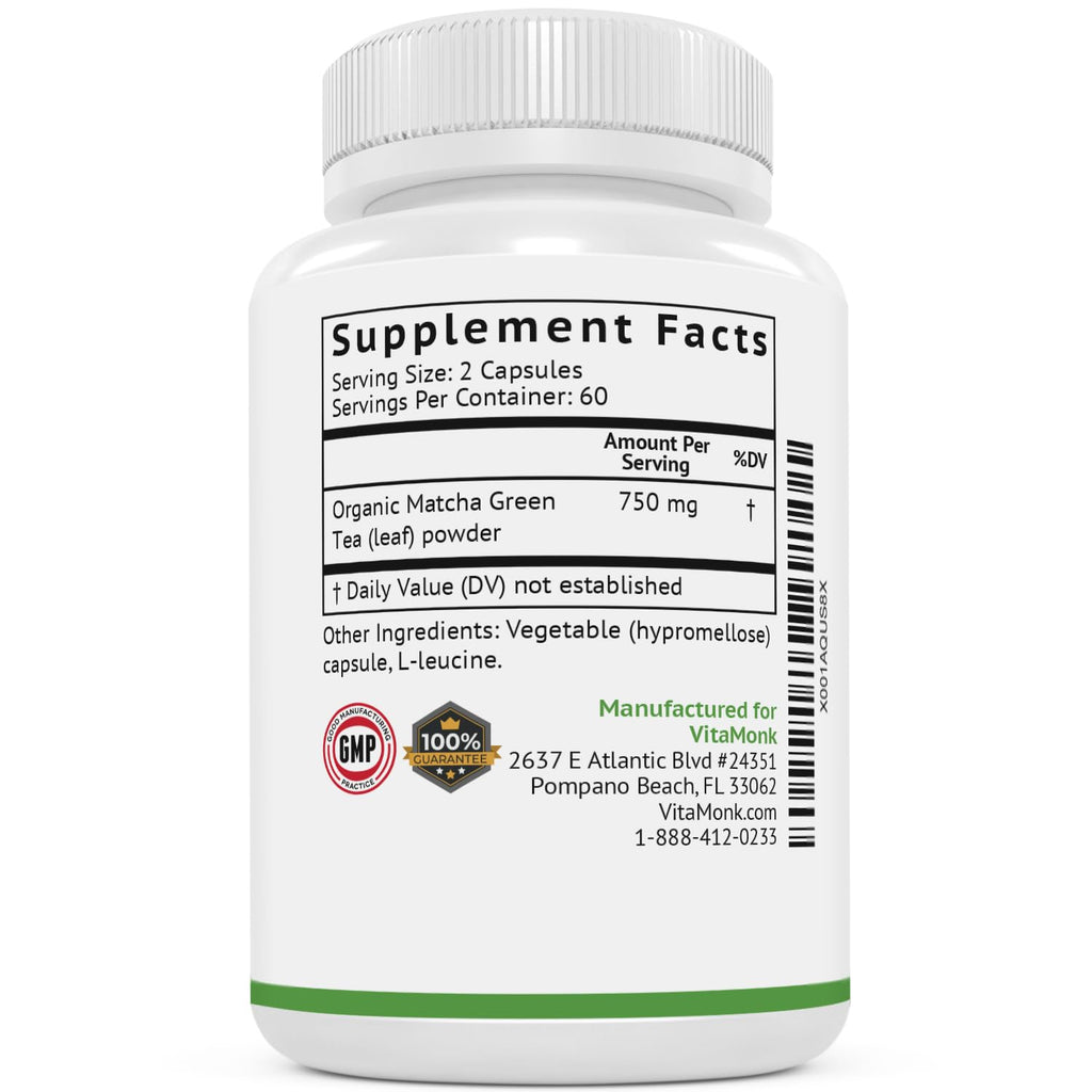MATCHAMAX Organic Japanese Matcha Capsules | Pure Organic Green Tea Pills for Energy, Calm Focus & Antioxidants | Vegan | 120ct