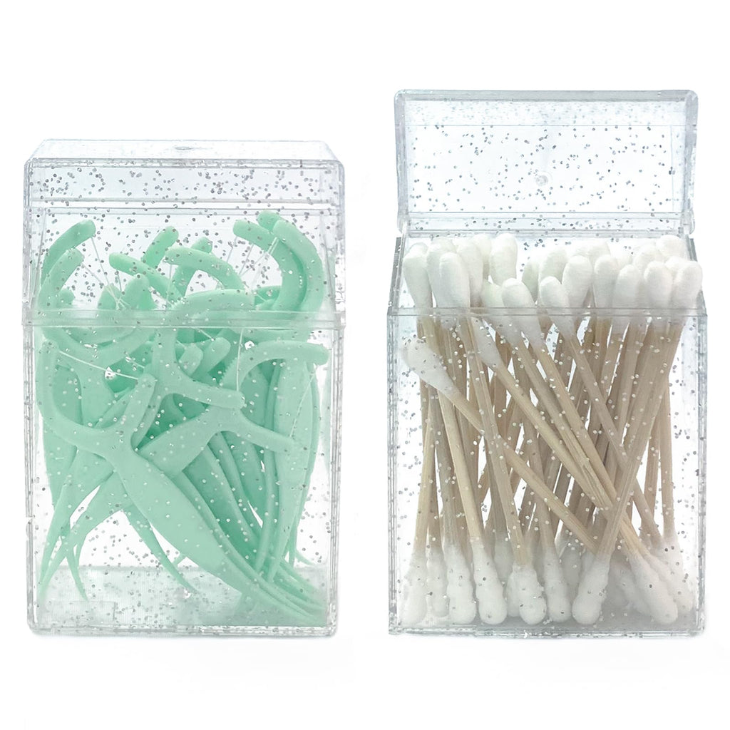 MatFirsmo Cotton Swab Holder for Travel – 2 Pcs, Clear Plastic with Dustproof Lid (Transparent White)