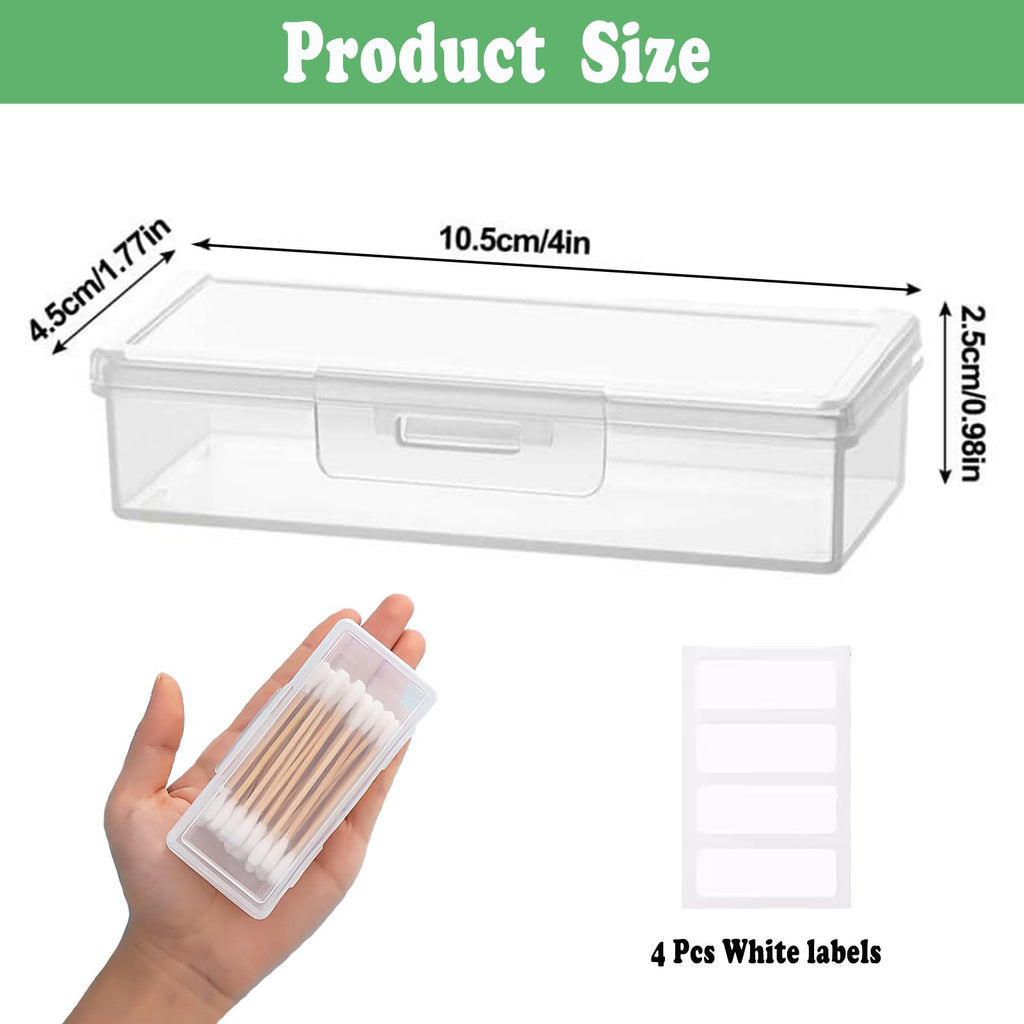 MatFirsmo Cotton Swab Holder for Travel – 2 Pack, Portable Dustproof Case (Clear Plastic)