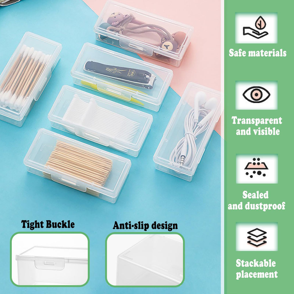 MatFirsmo Cotton Swab Holder for Travel – 2 Pack, Portable Dustproof Case (Clear Plastic)