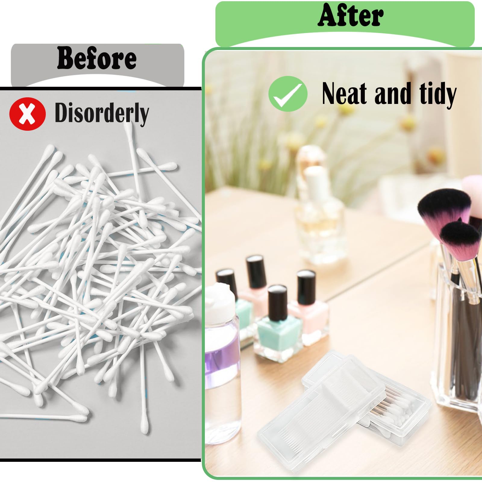 MatFirsmo Cotton Swab Holder for Travel – 2 Pack, Portable Dustproof Case (Clear Plastic)