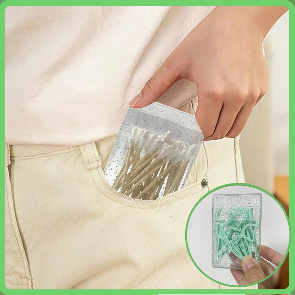 MatFirsmo Cotton Swab Holder for Travel – 2 Pcs, Clear Plastic with Dustproof Lid (Transparent White)