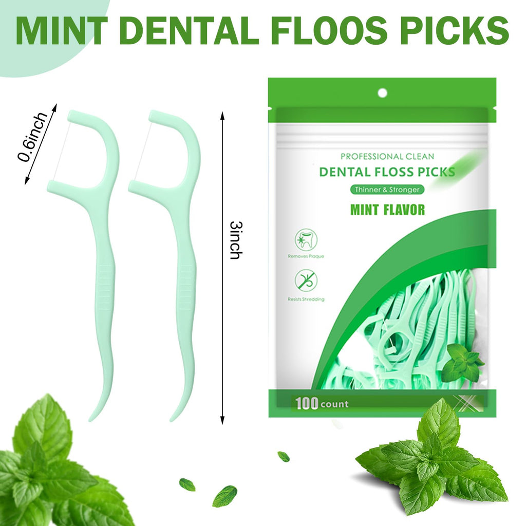 Maxcheck 2000 Count Green Mint Floss Picks Bulk | Natural Toothpicks & Dental Flosser